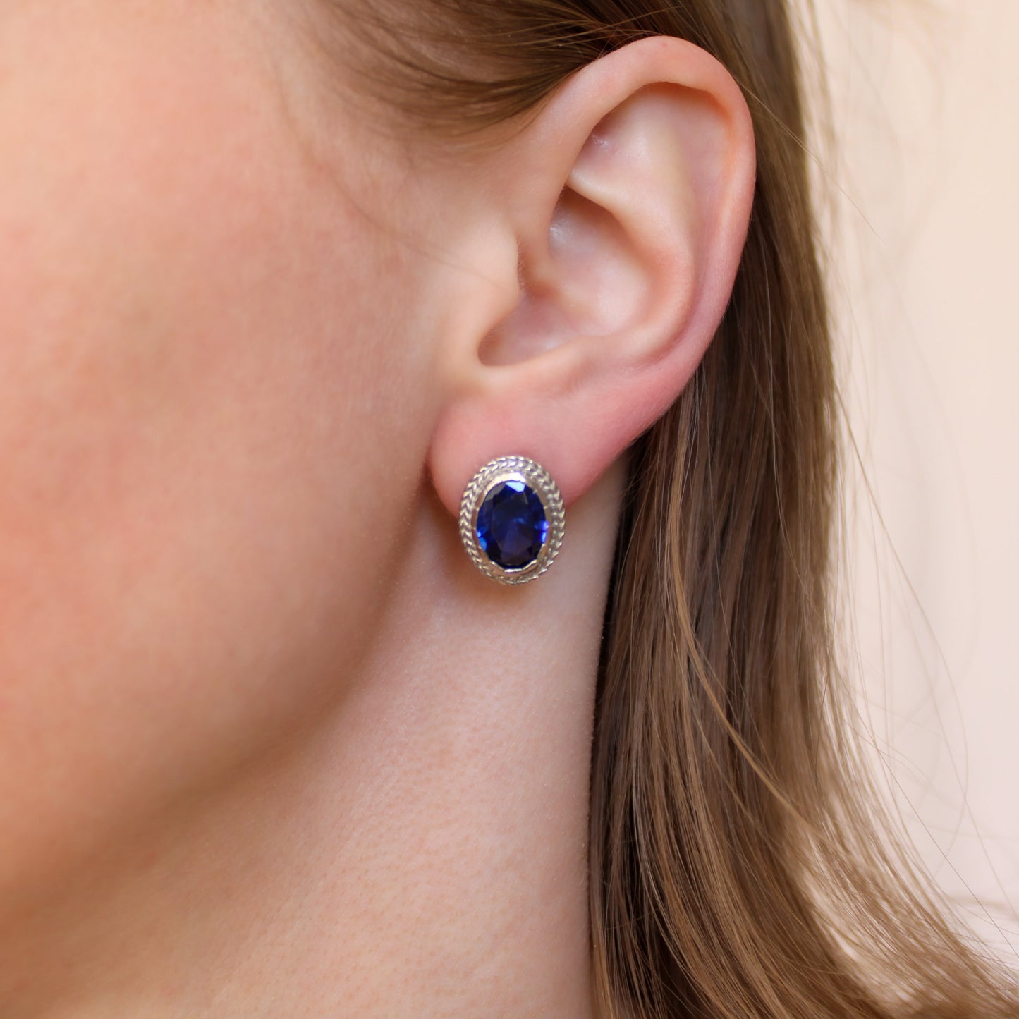 Sapphire Braided Grace Earrings - Silver