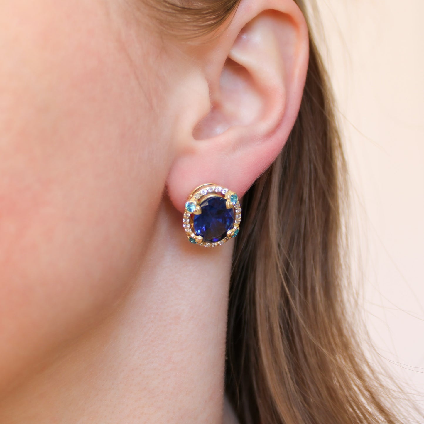 Sapphire Legacy Studs - Gold