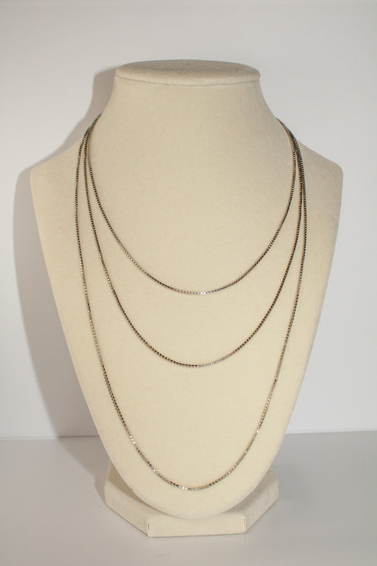 box chain necklace silver women