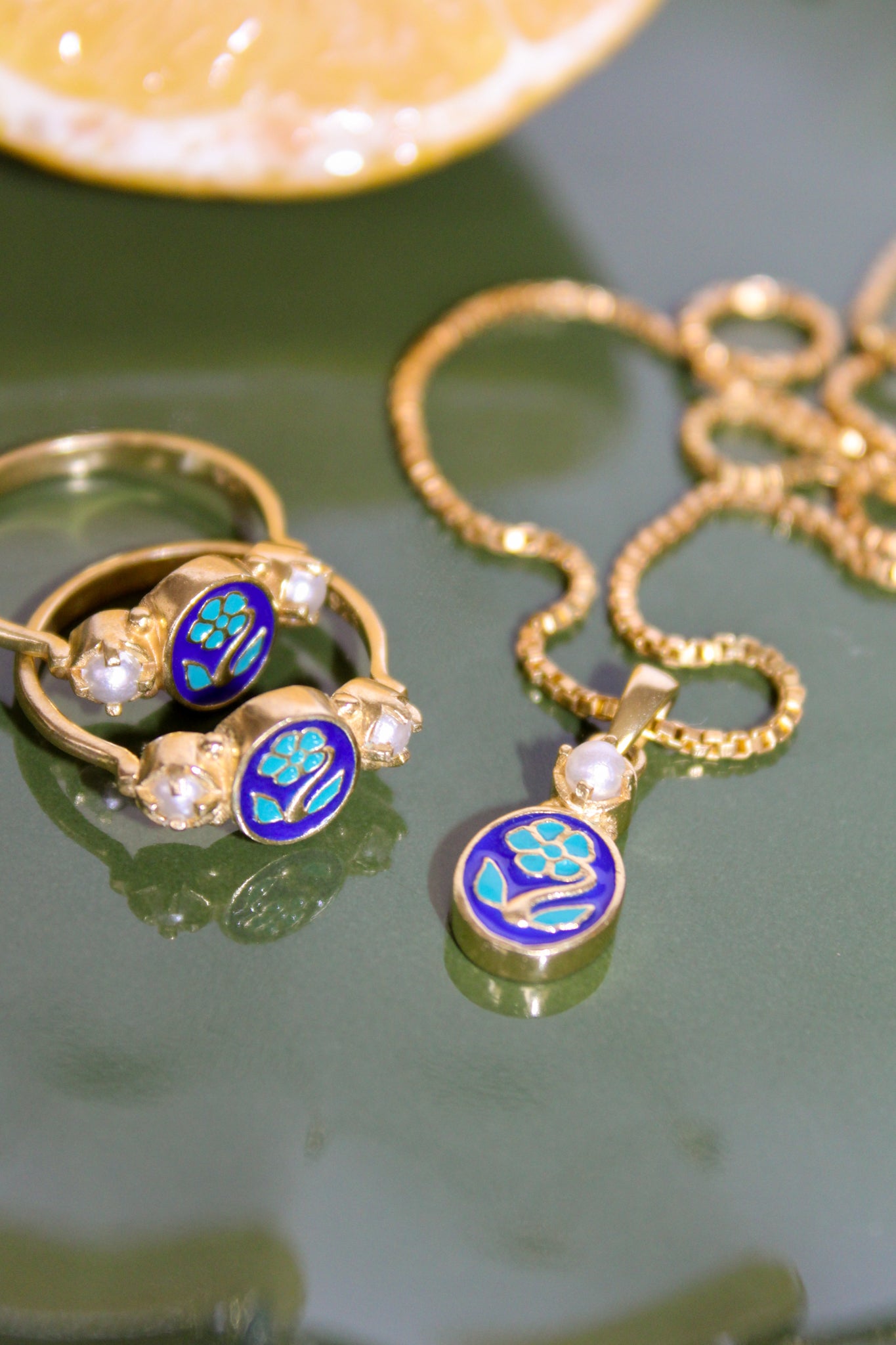 Light Blue Flower Necklace