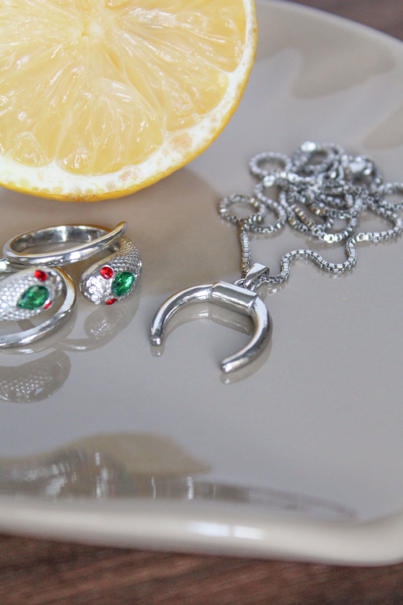 Silver Crescent Moon Necklace