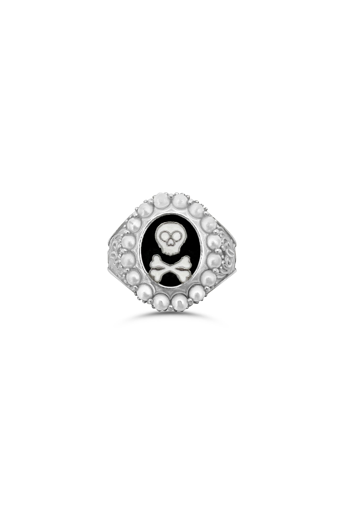 Mourning Memento Ring (Enamel) - Silver