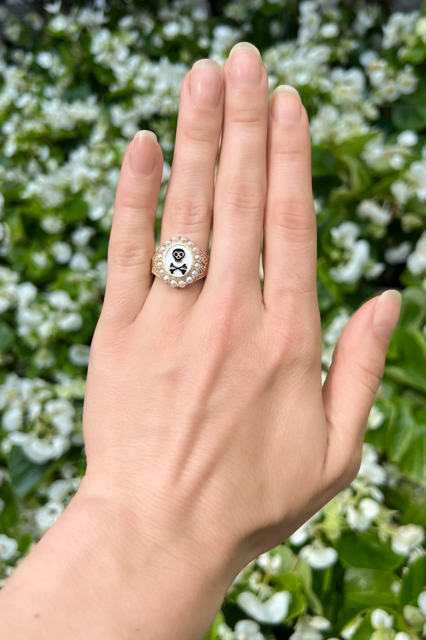 Mourning Memento Ring (Haunting Enamel) - Gold