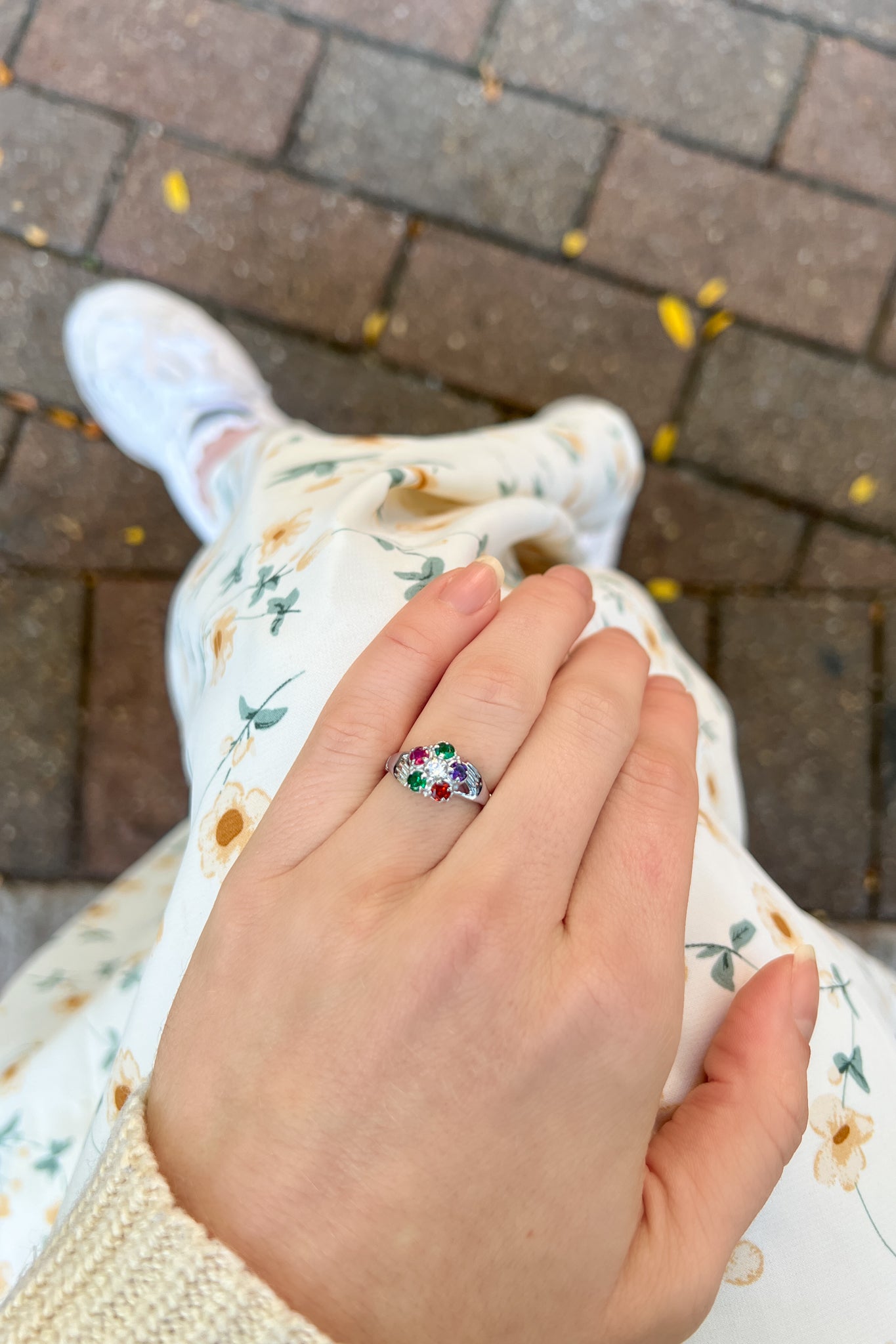 delicate floral ring women