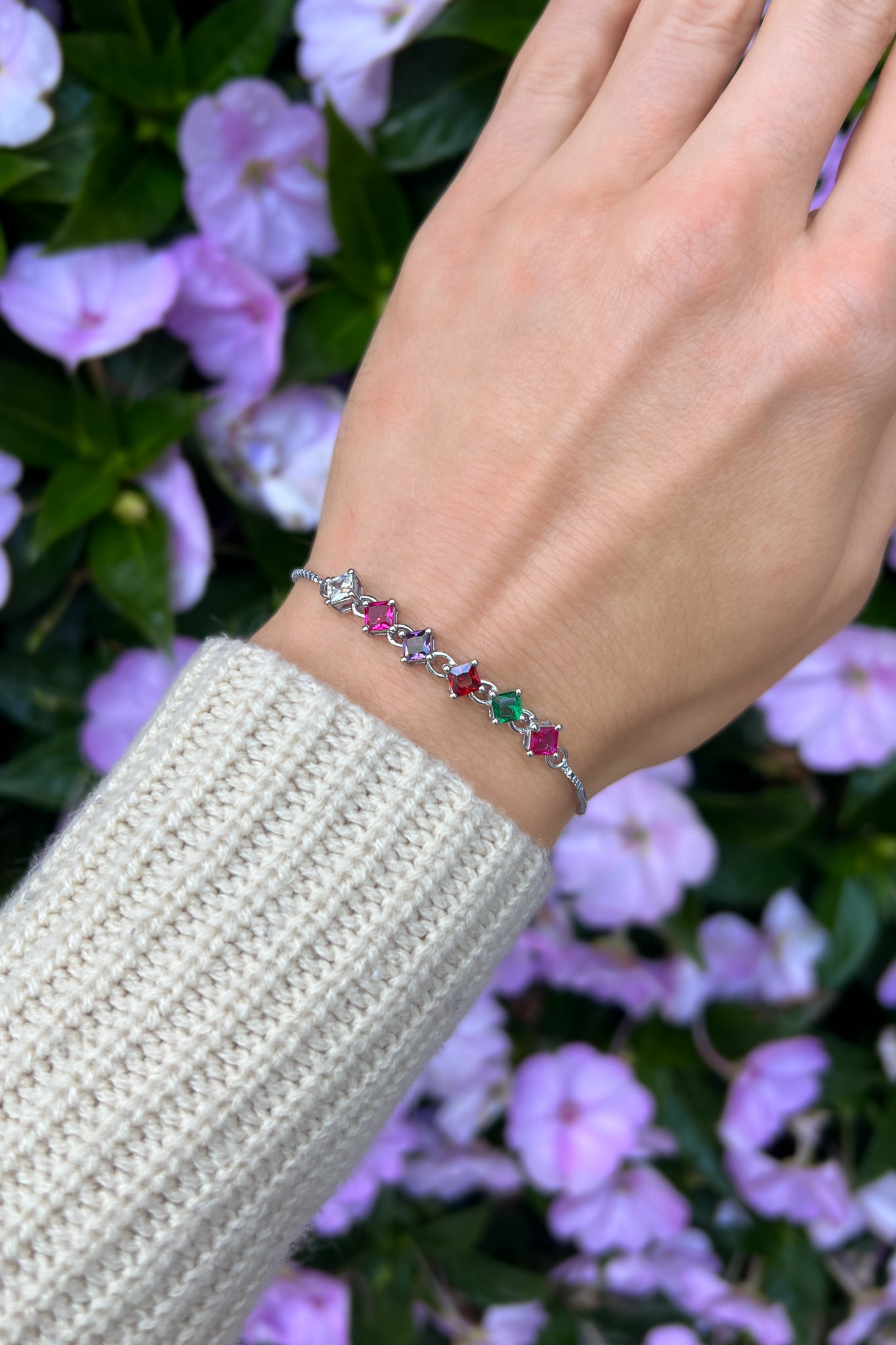 layering gemstone bracelet sterling silver