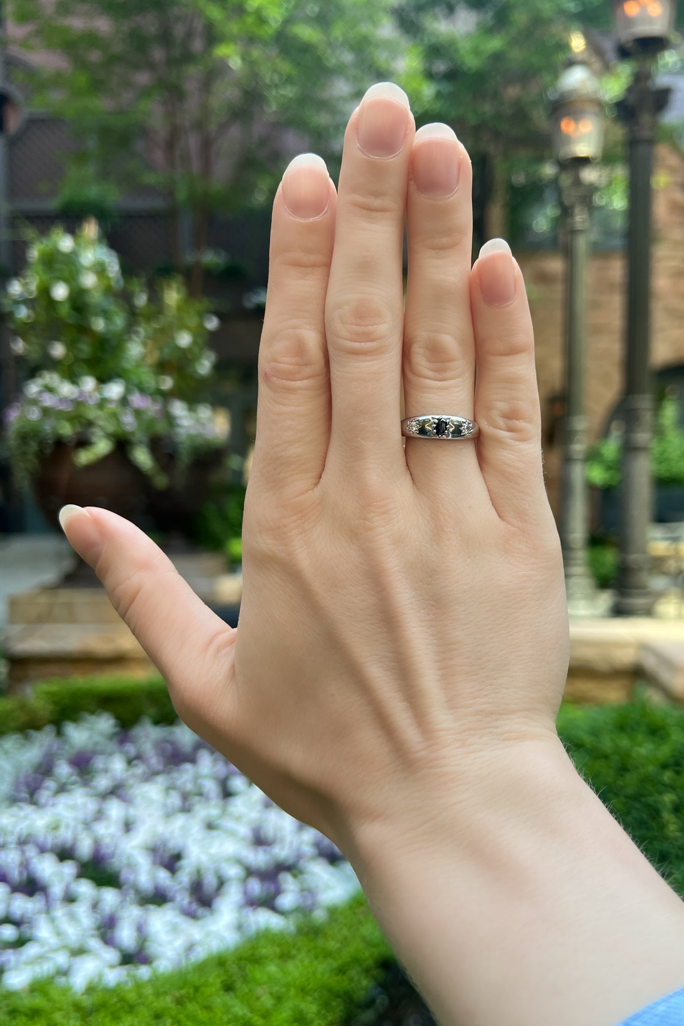 blue sapphire look ring sterling silver