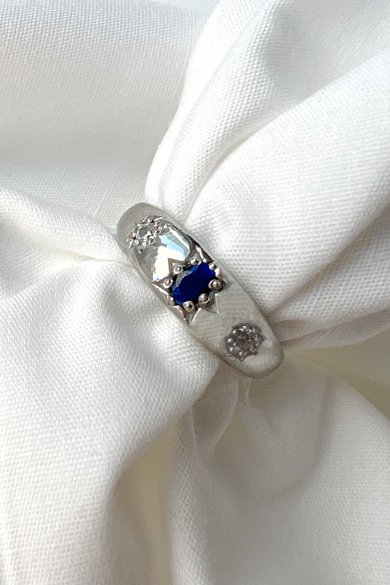 silver blue stone ring gift