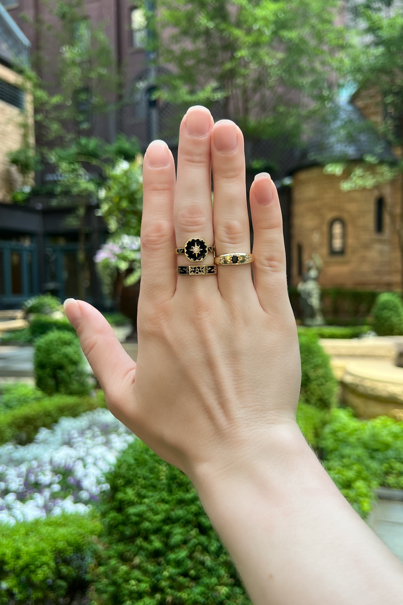 black gemstone stackable ring