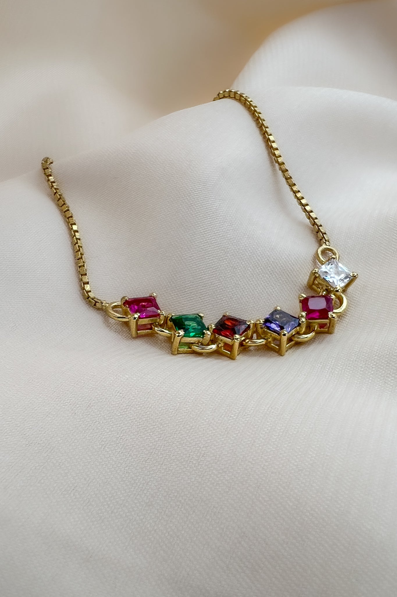 gemstone link bracelet women