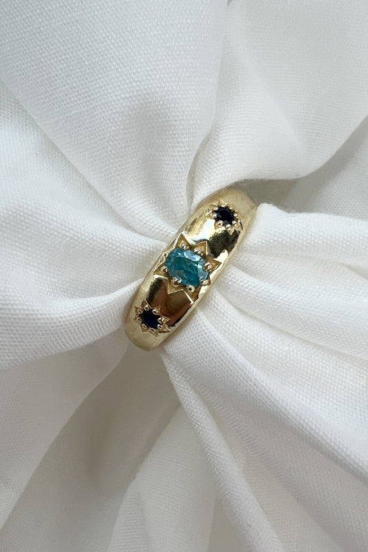 two-tone blue Roma ring vintage style