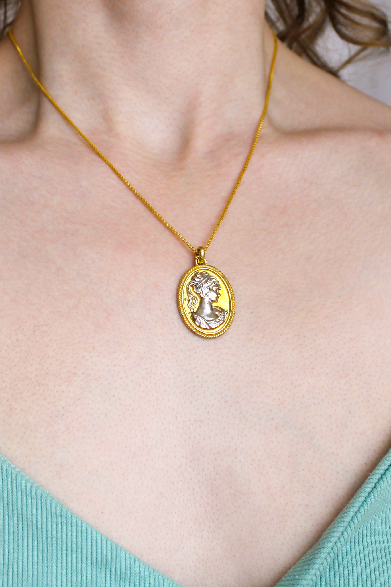 Gold and Silver Mourning Cameo Pendant