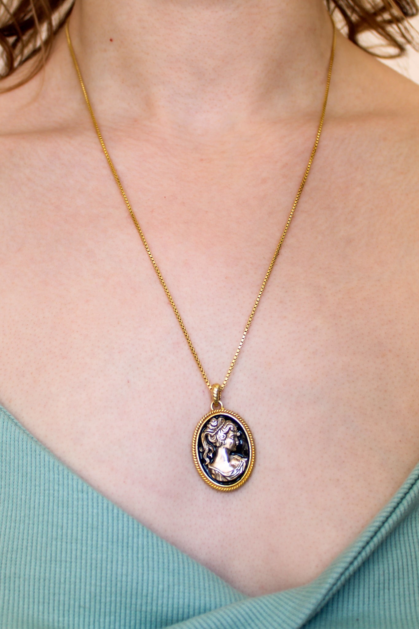 Black Enamel Mourning Cameo Pendant