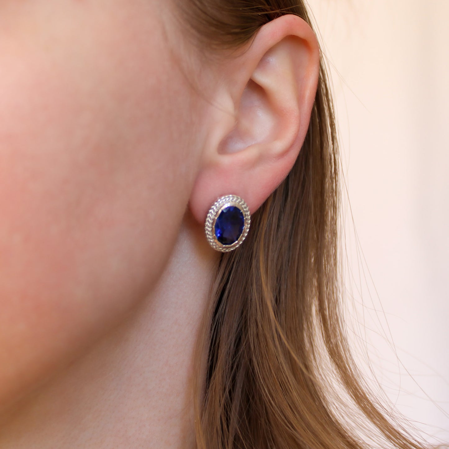 Sapphire Braided Grace Earrings - Silver