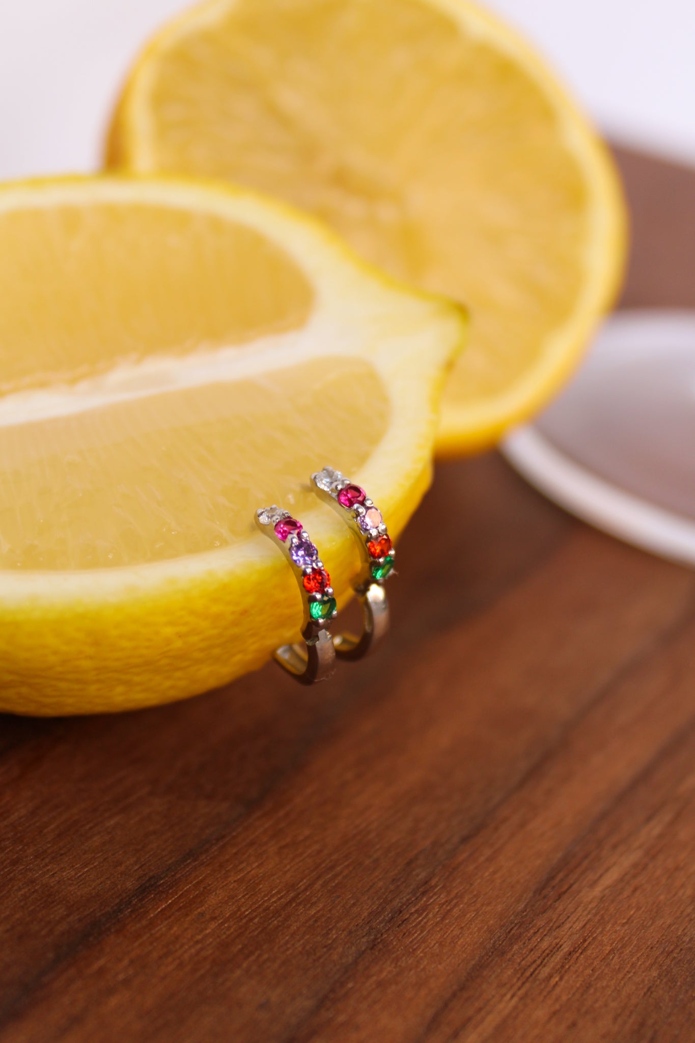 everyday huggie gemstone earrings design