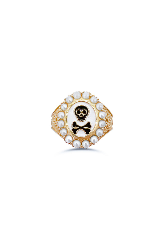 Mourning Memento Ring (Enamel) - Gold
