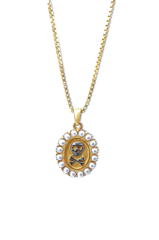 skull and pearl mourning necklace