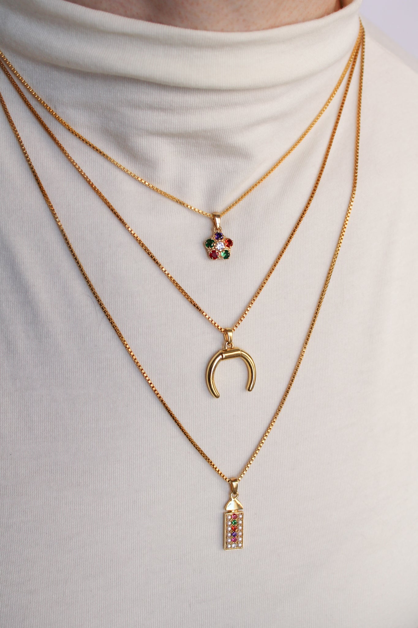 Gold Gemstone Pendant Necklace