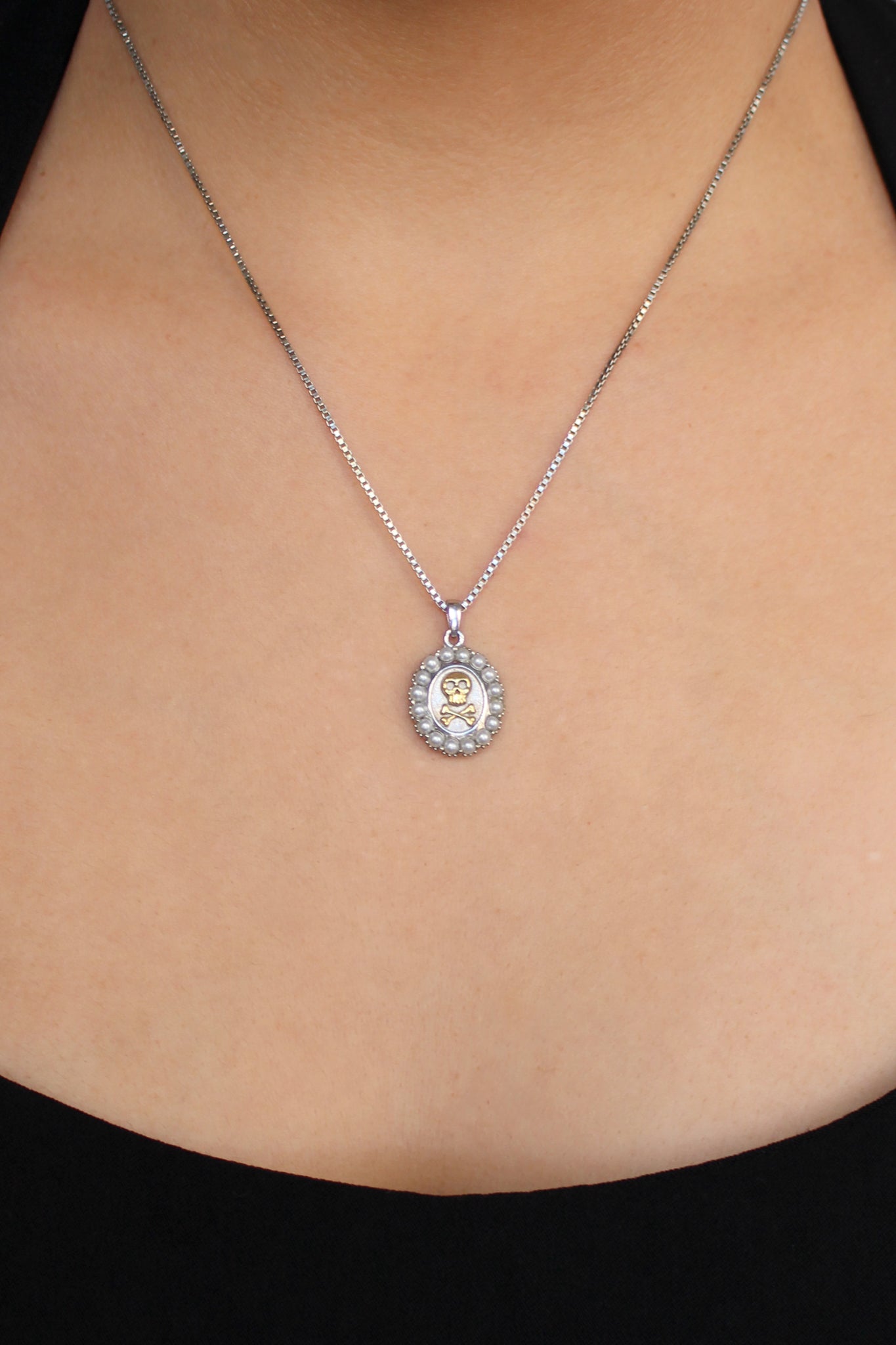 Victorian Mourning Skull Necklace