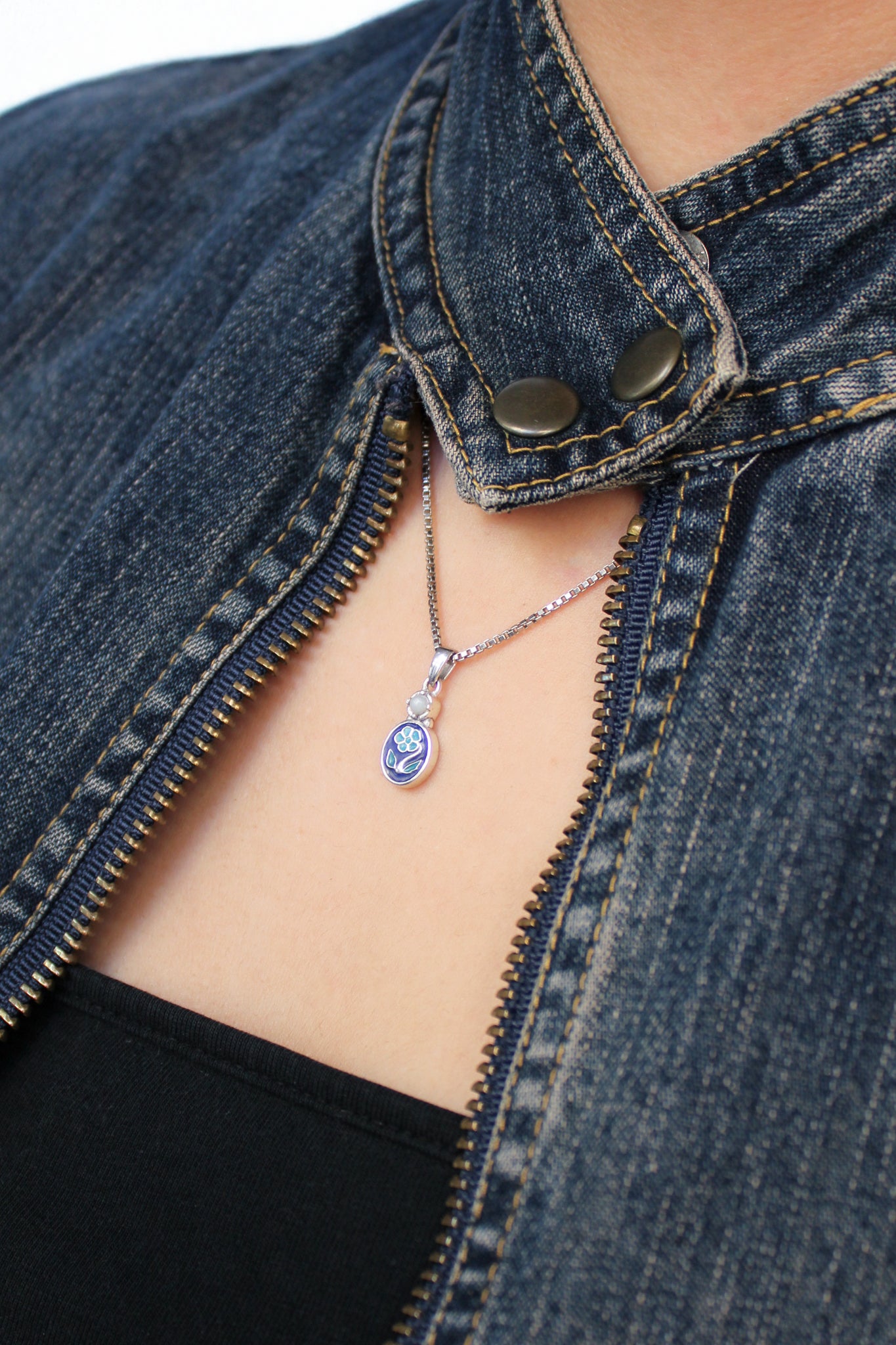 Victorian forget me not necklace