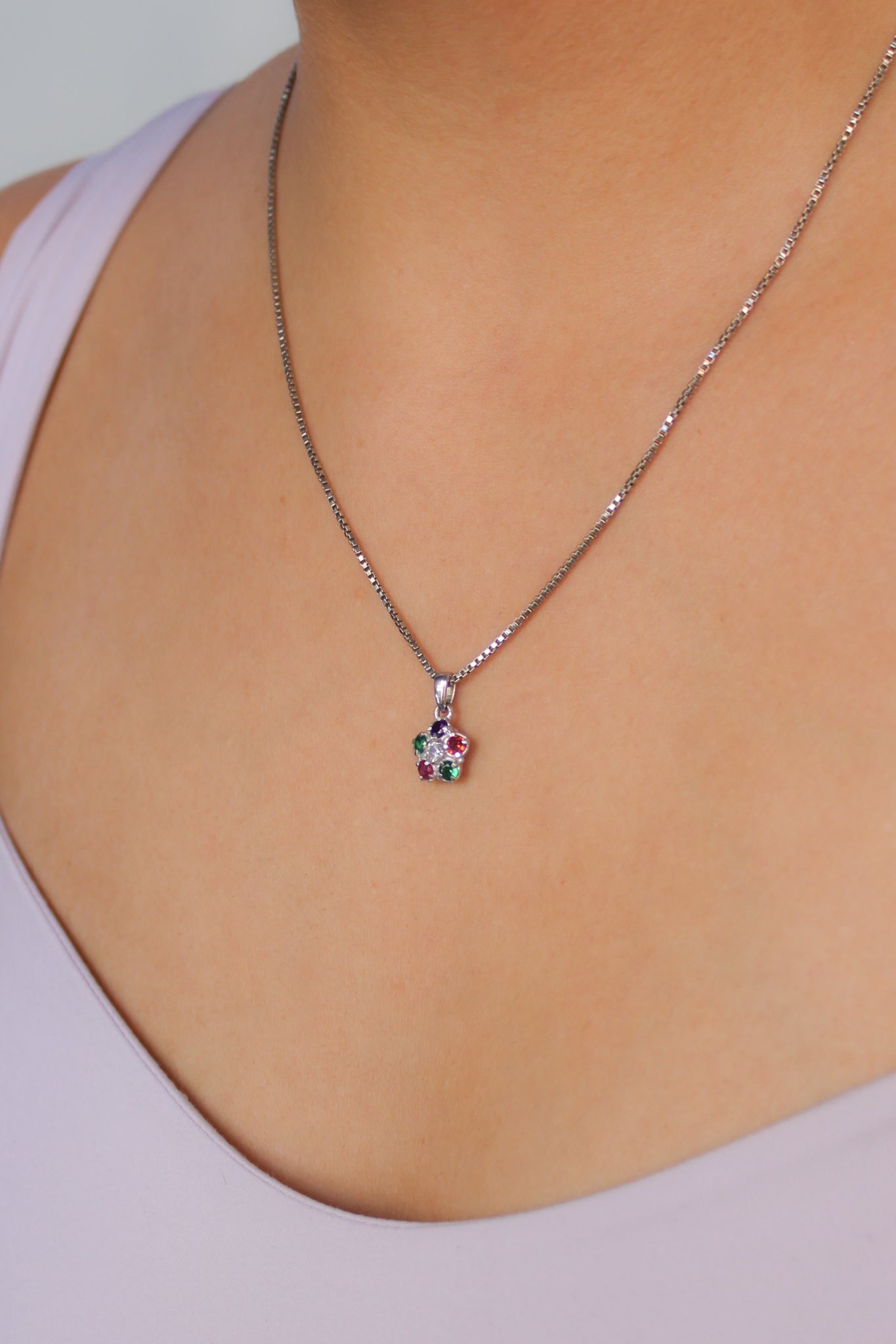 flower bloom gemstone pendant