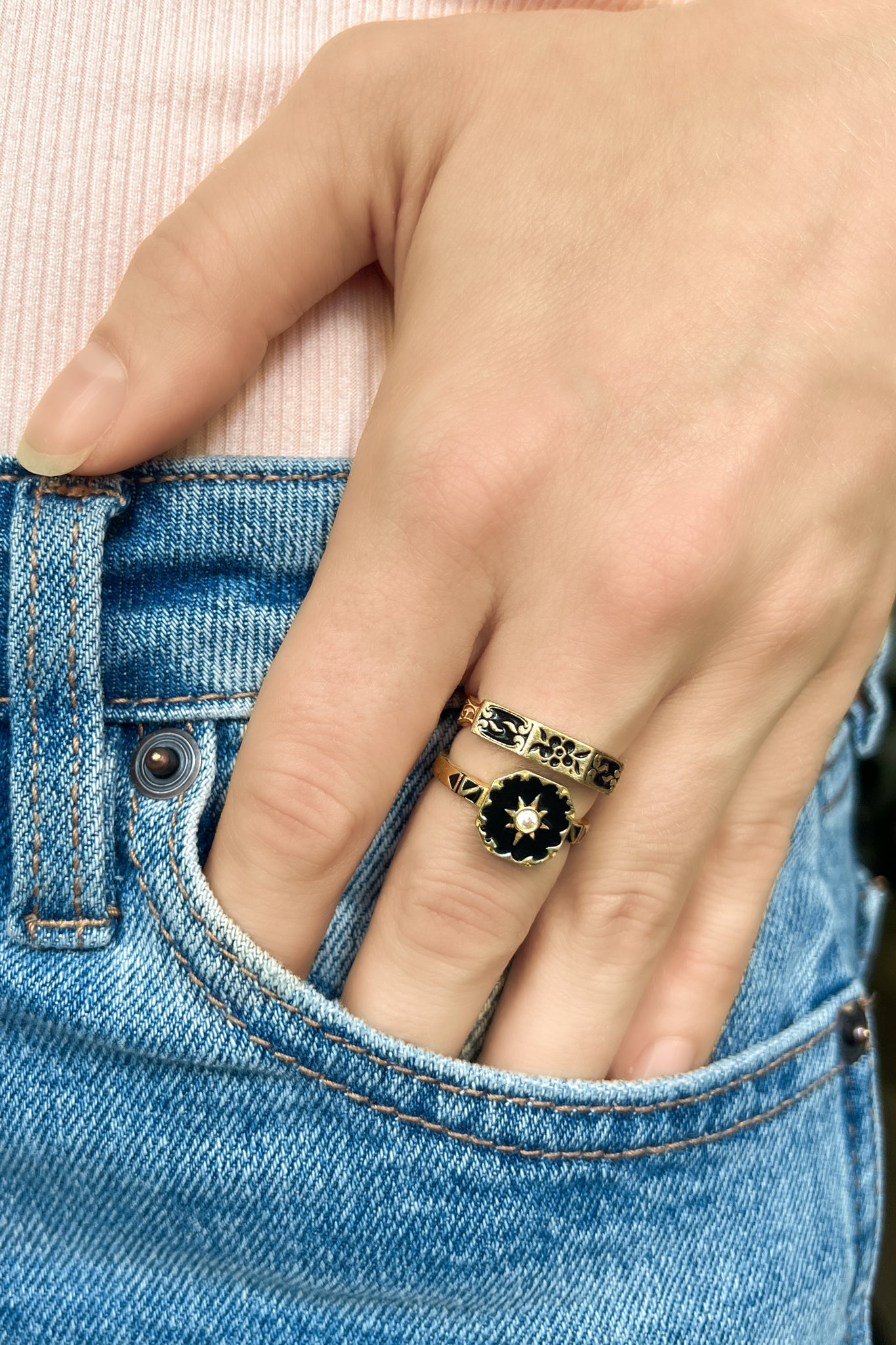 statement stackable star ring gold