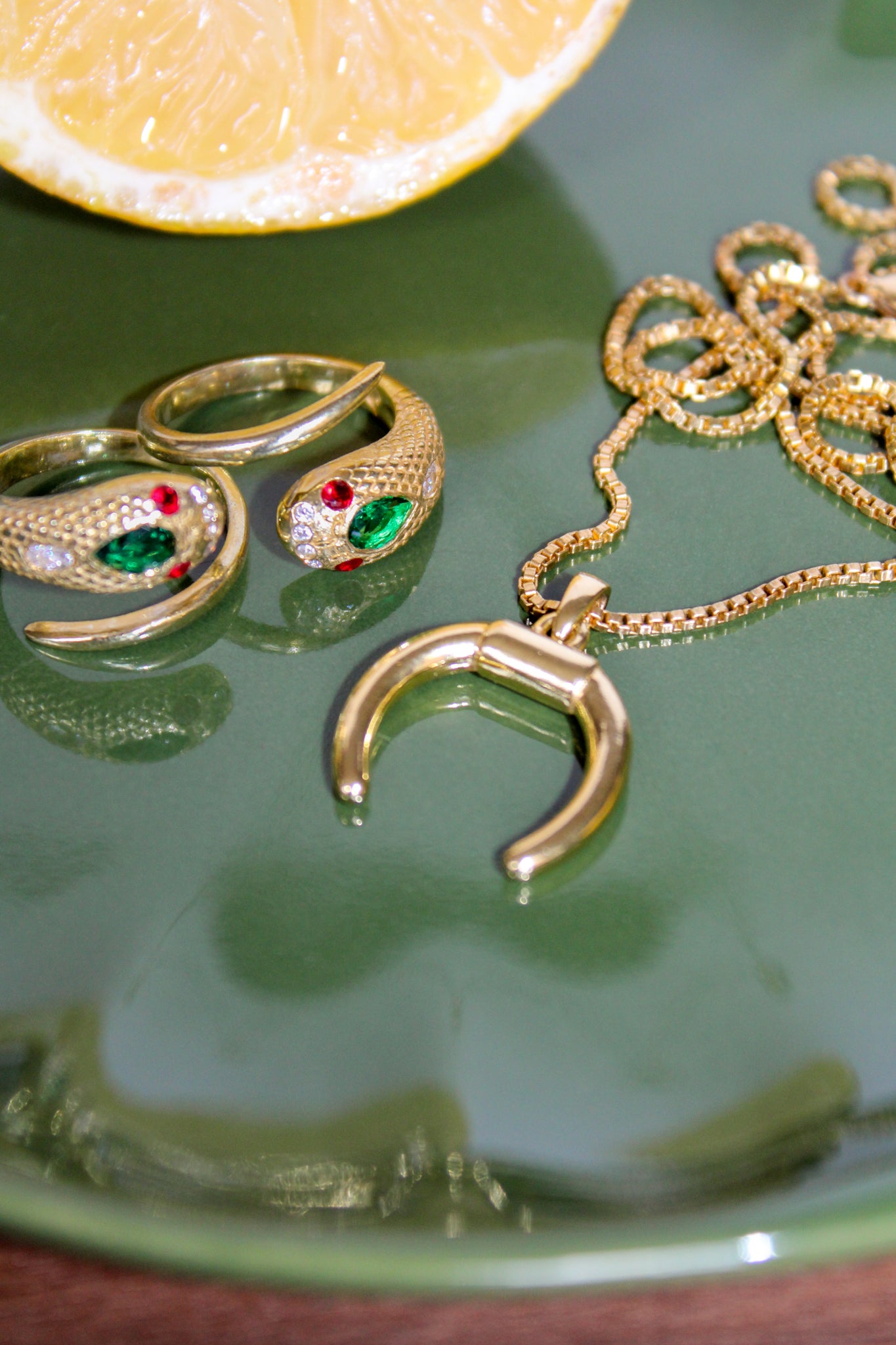 Gold Crescent Necklace