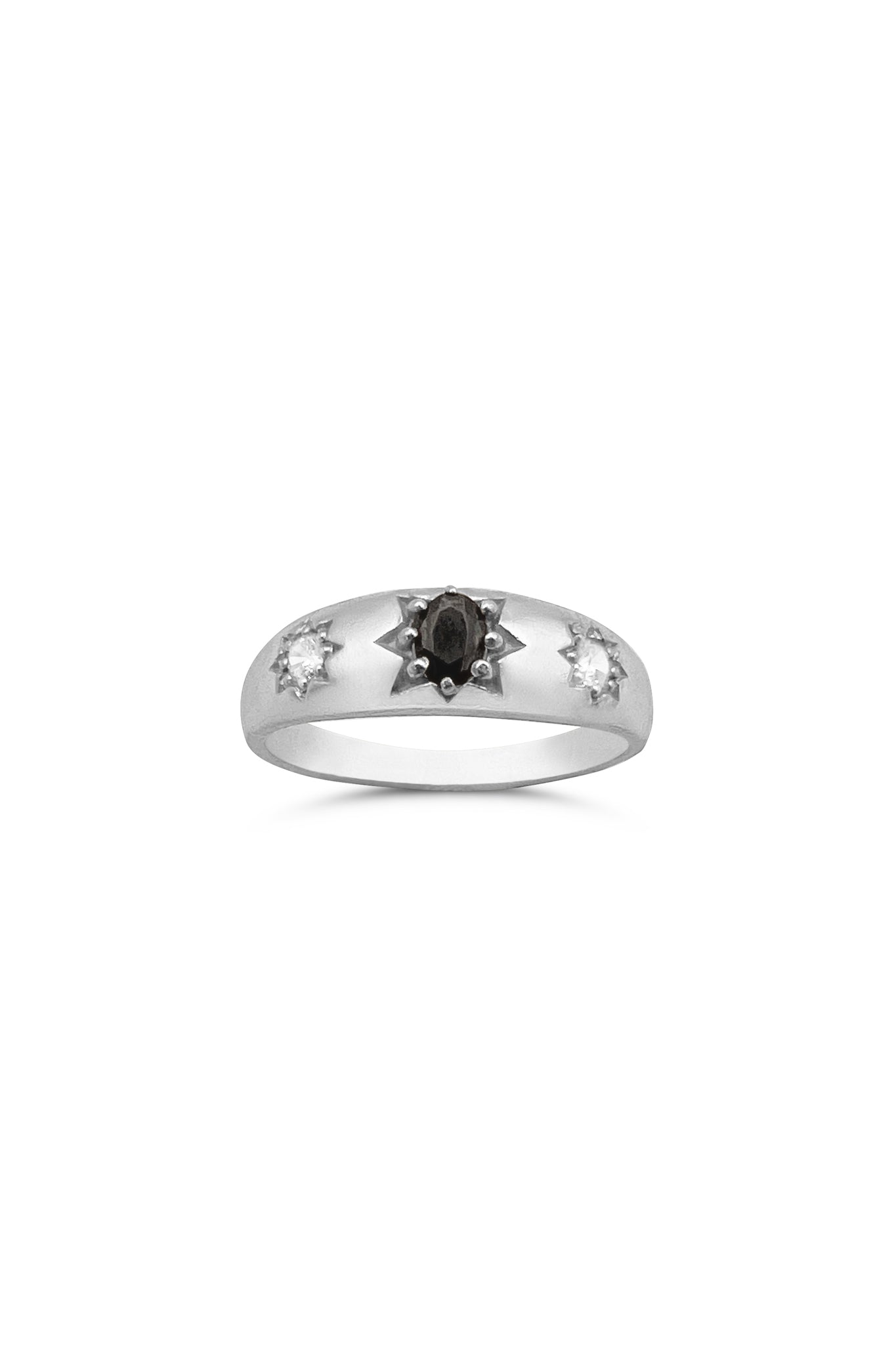 black gemstone vintage ring sterling silver