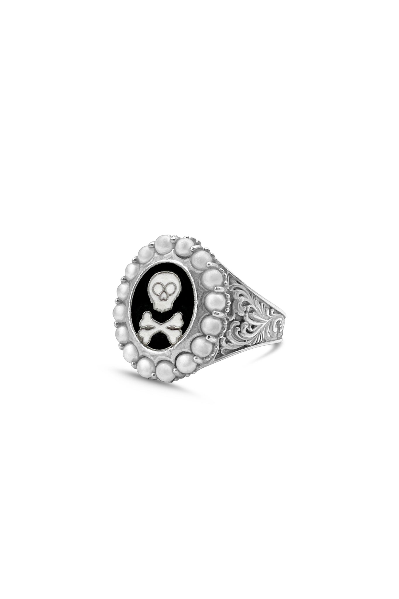 Mourning Memento Ring (Haunting Enamel) - Silver