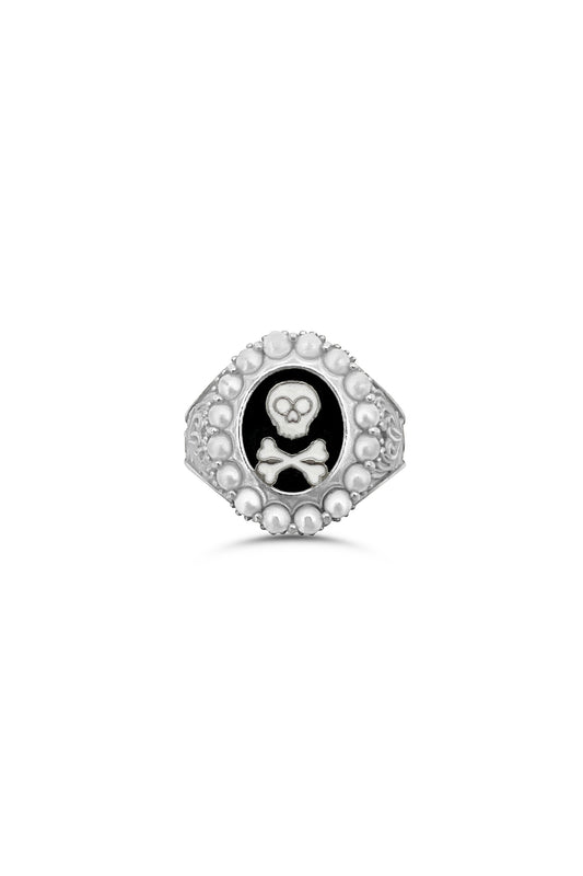 Mourning Memento Ring (Enamel) - Silver