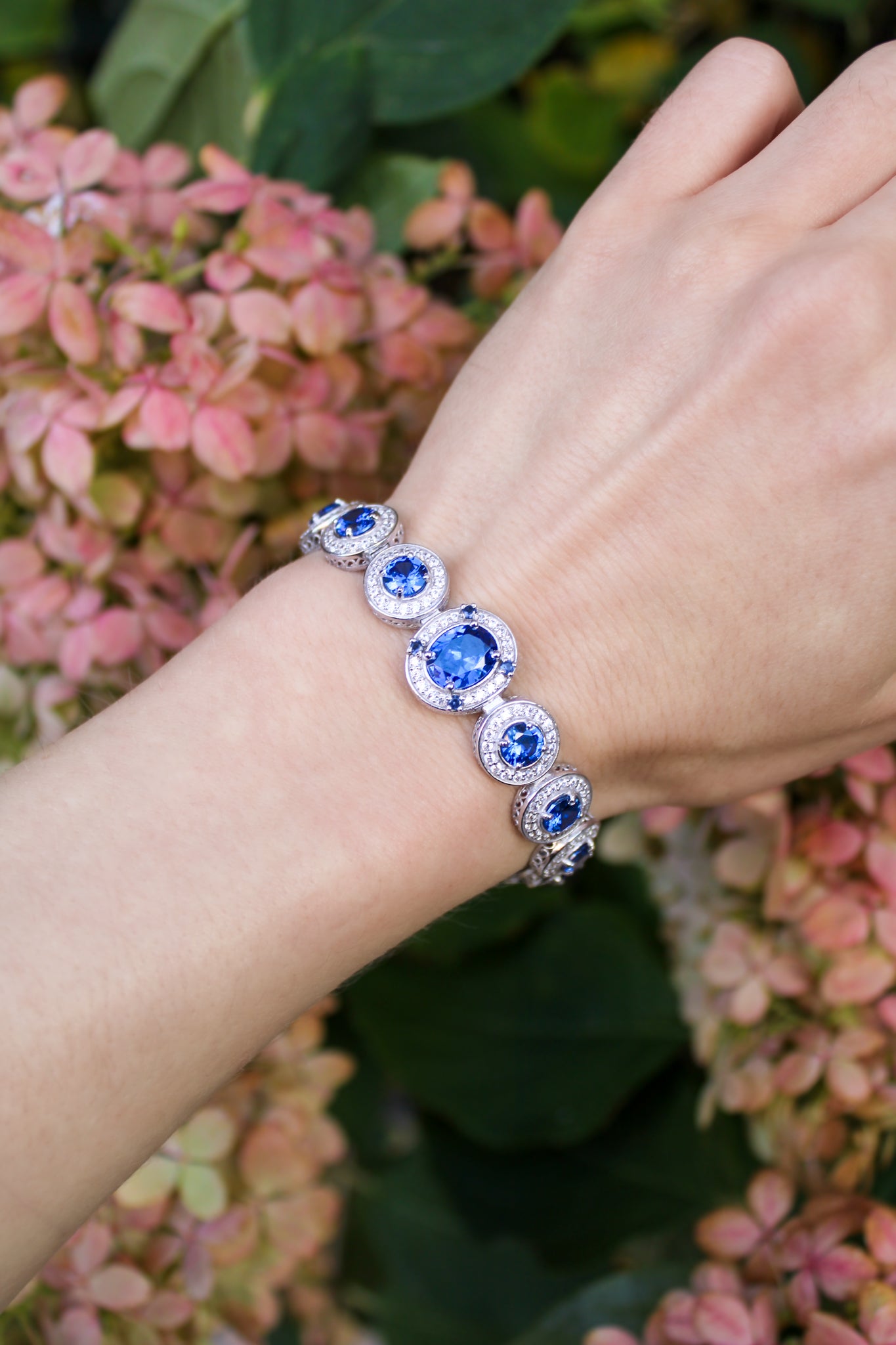 Detailed macro of silver Halo Bracelet showing craftsmanship, light, and timeless beauty.