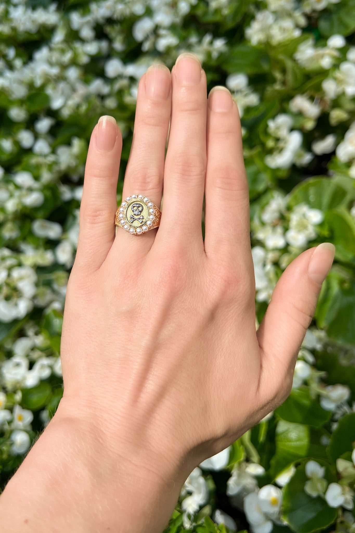 artisan metal skull ring