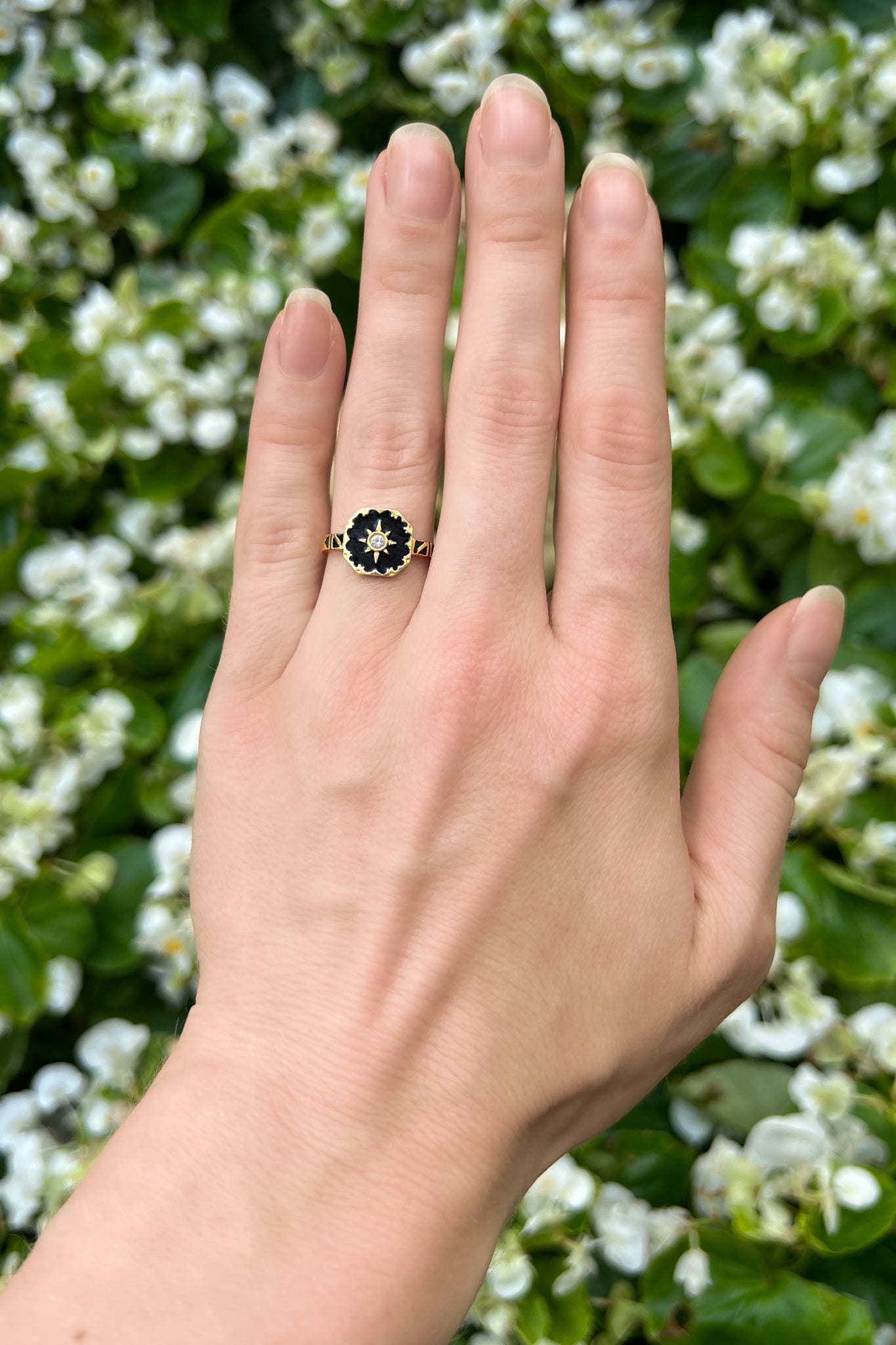 dark enamel gemstone ring