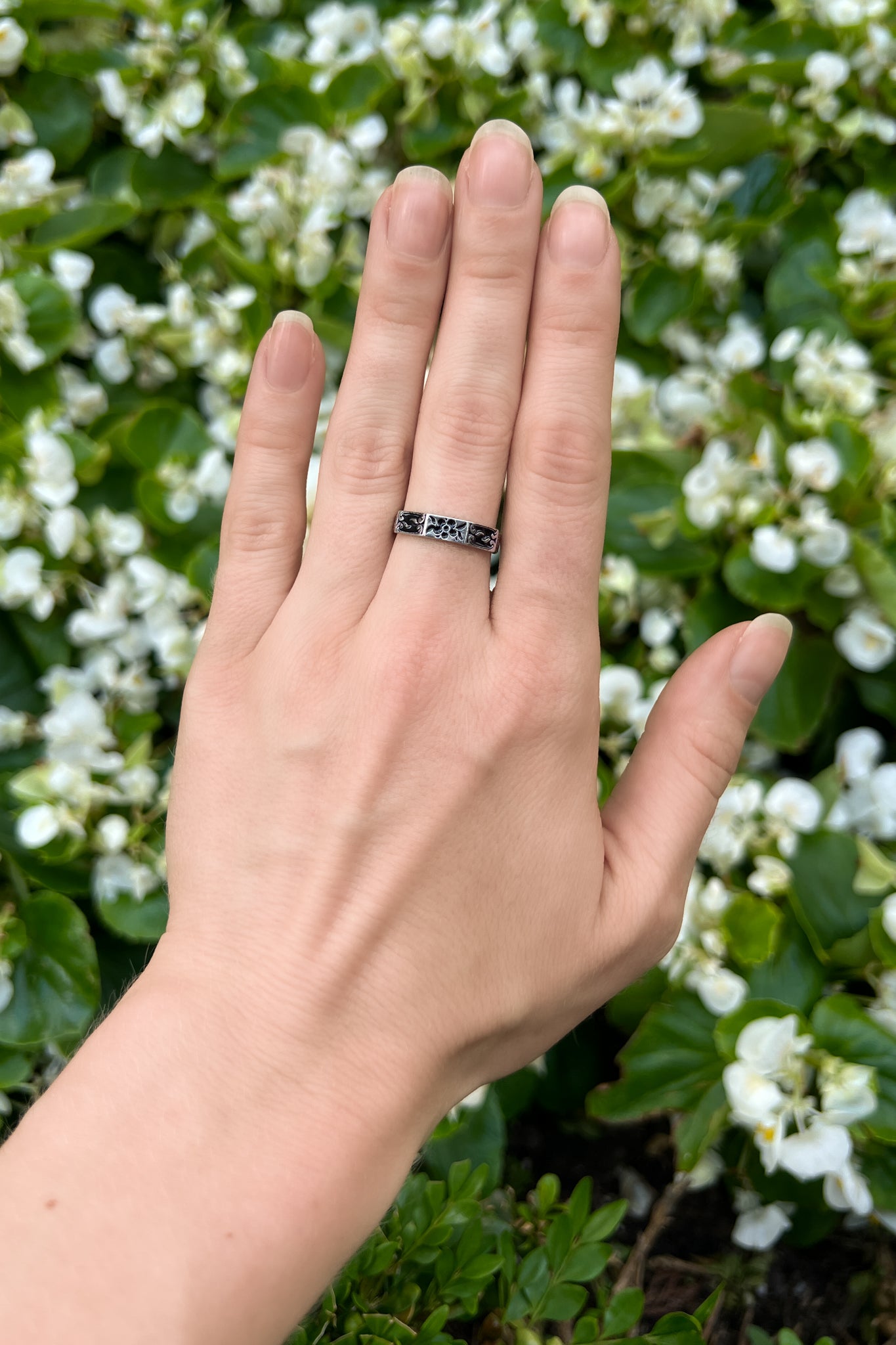 delicate flower ring women