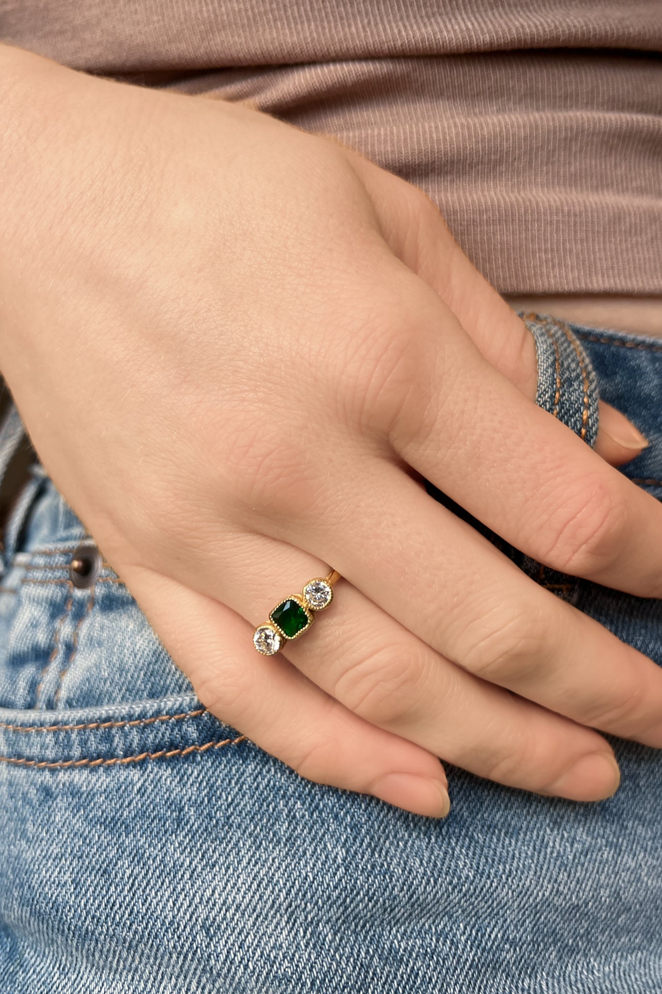stackable three-stone ring design