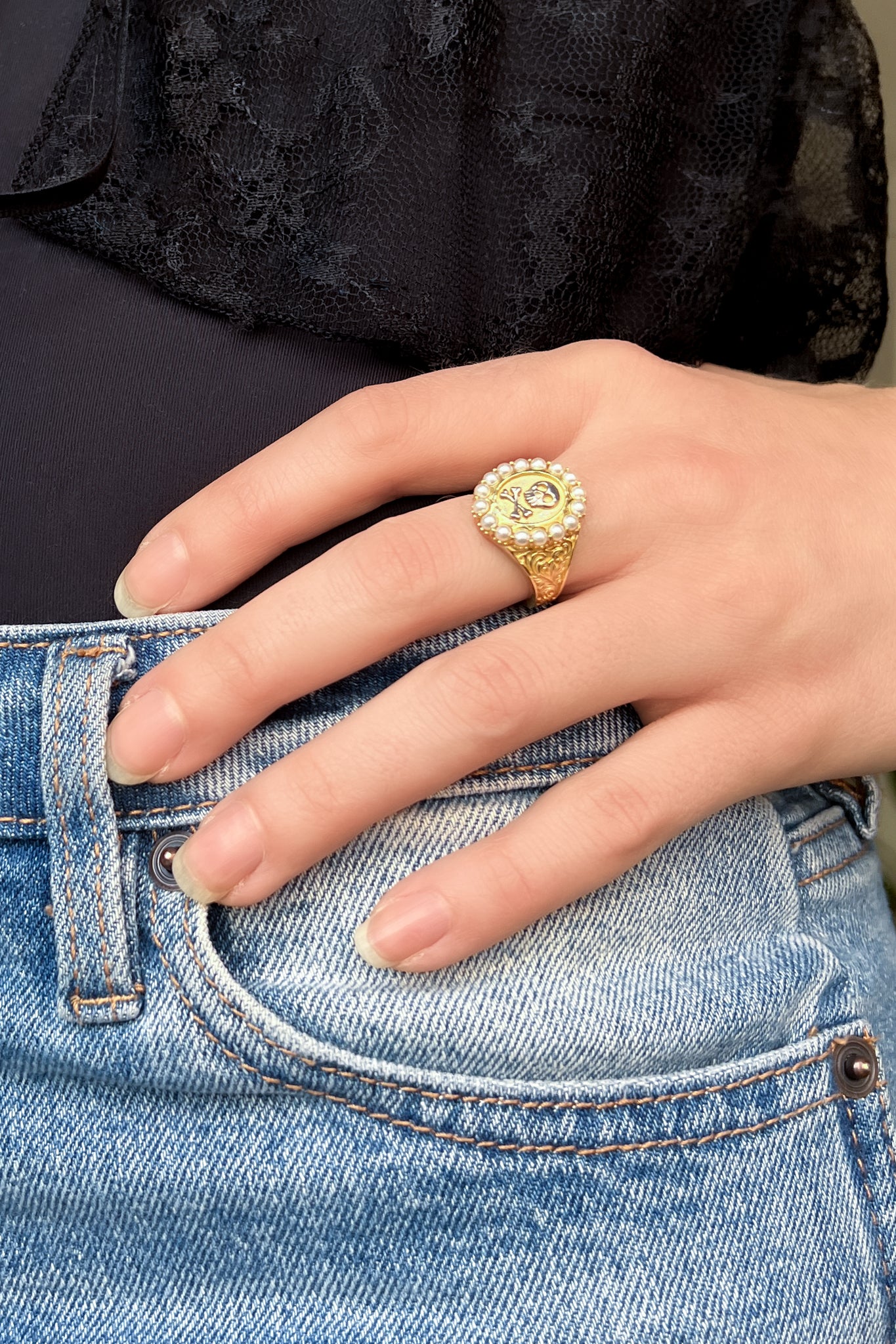 statement skull and crossbones ring