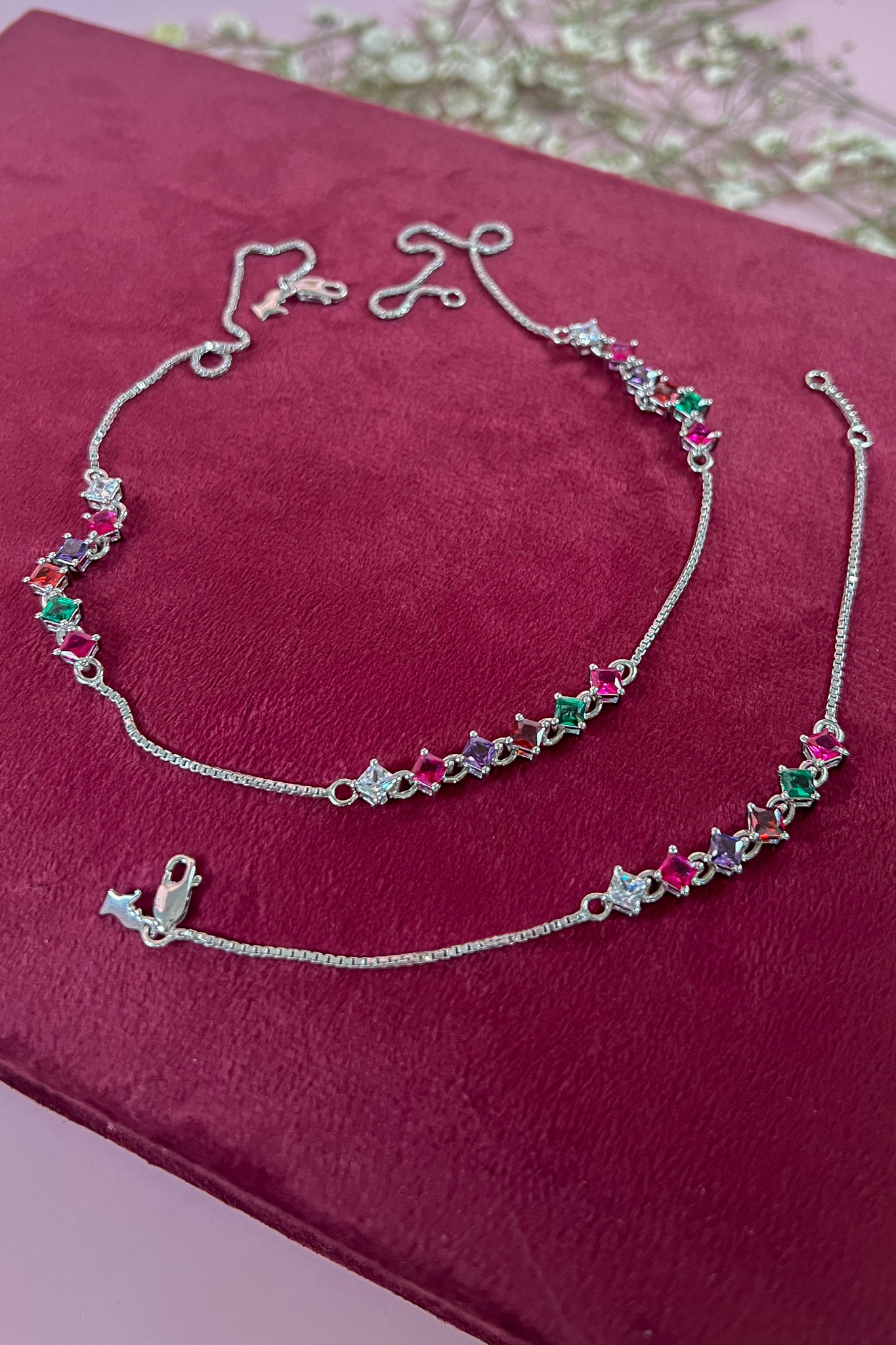 delicate gemstone link chain