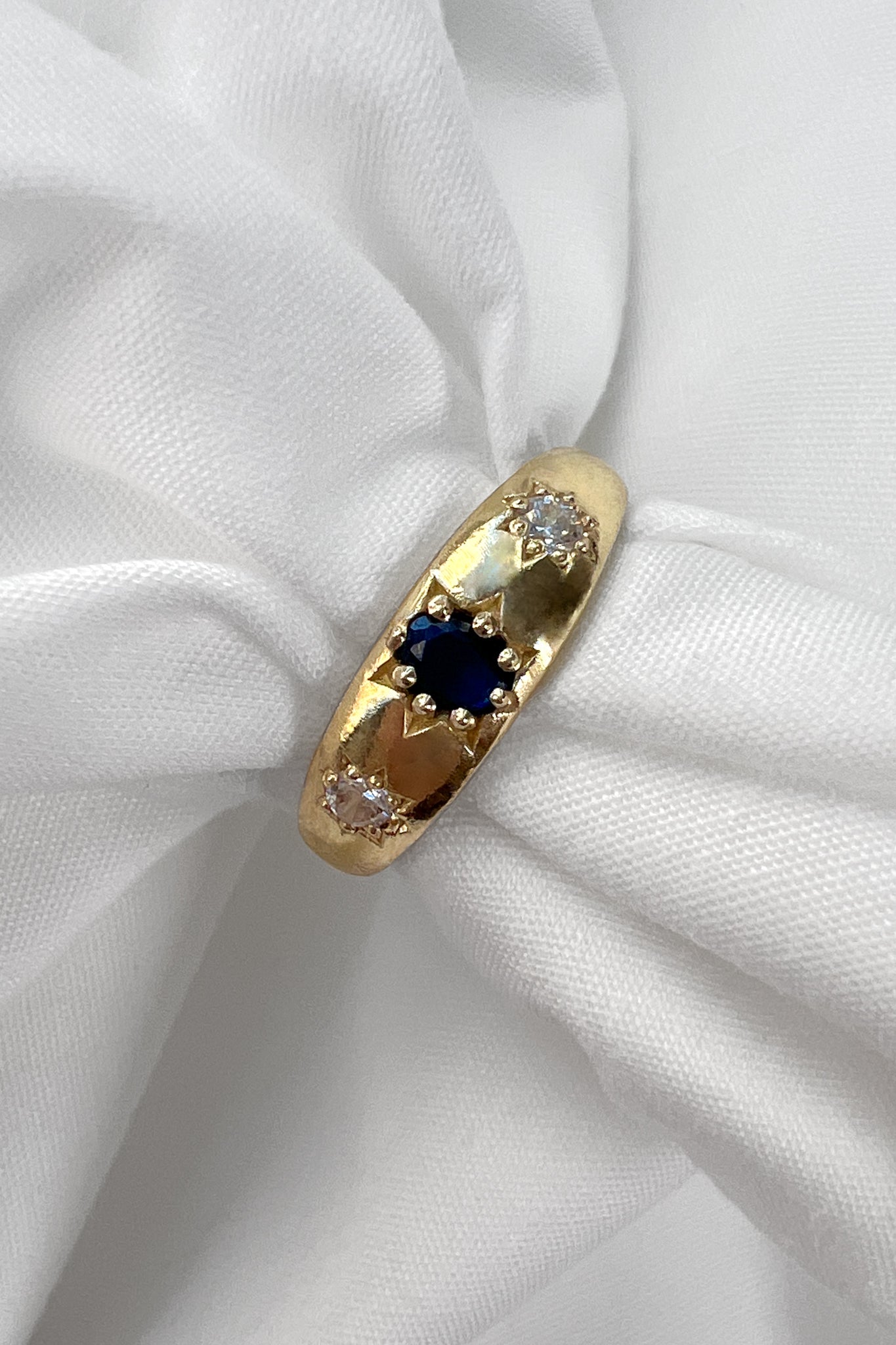 blue sapphire look ring gold plated