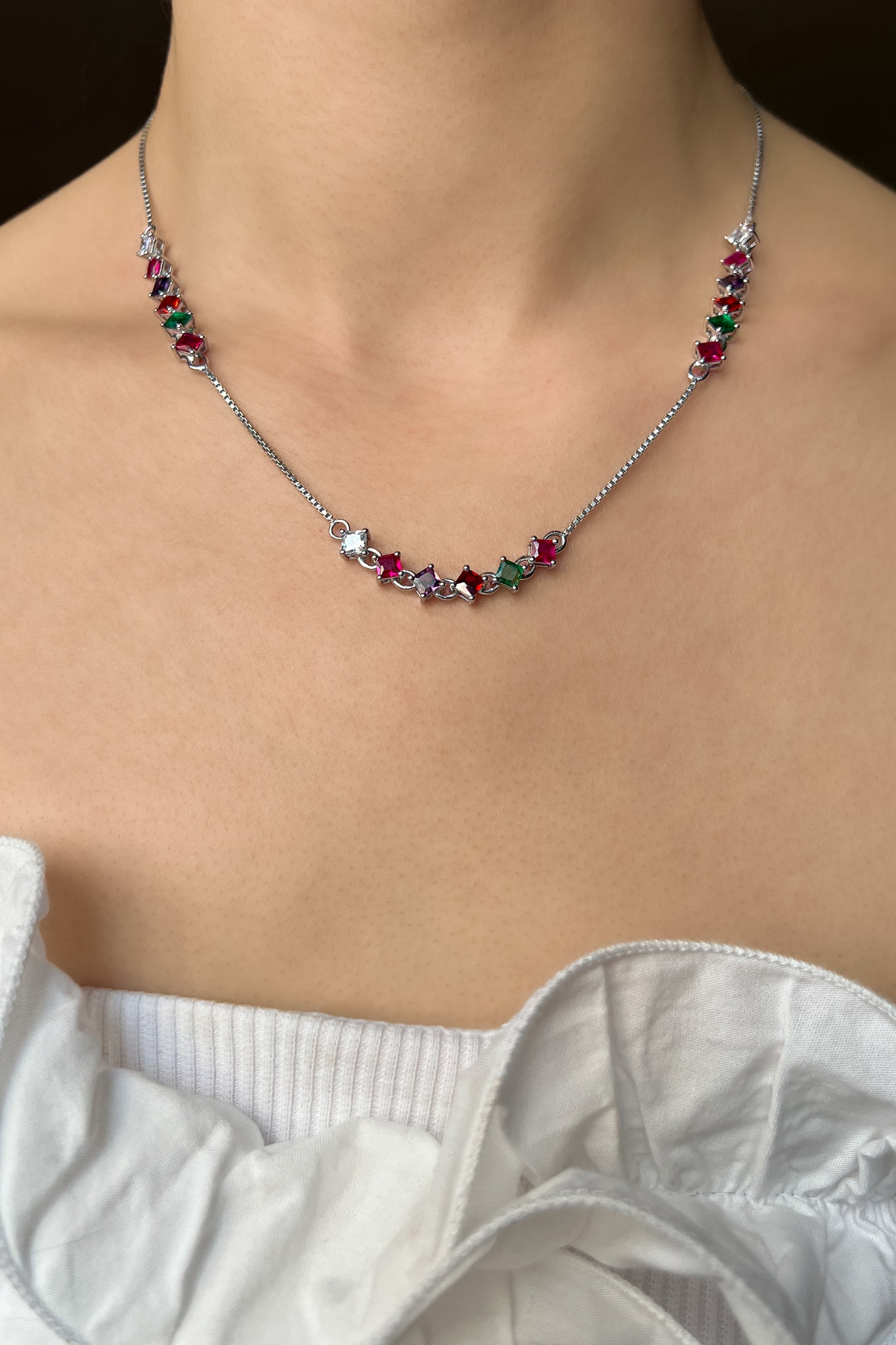 elegant gemstone link necklace