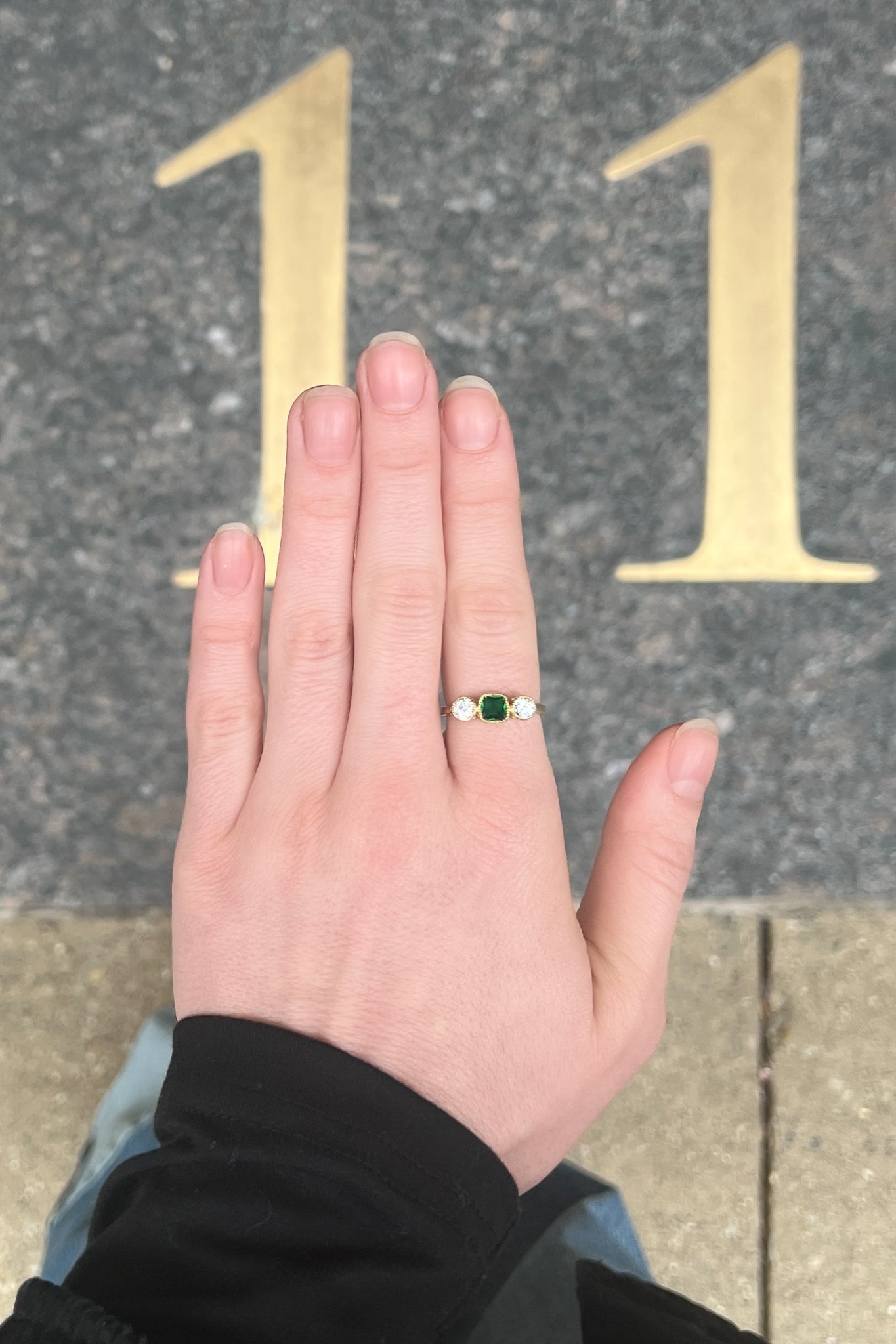 unique three gemstone ring vintage look