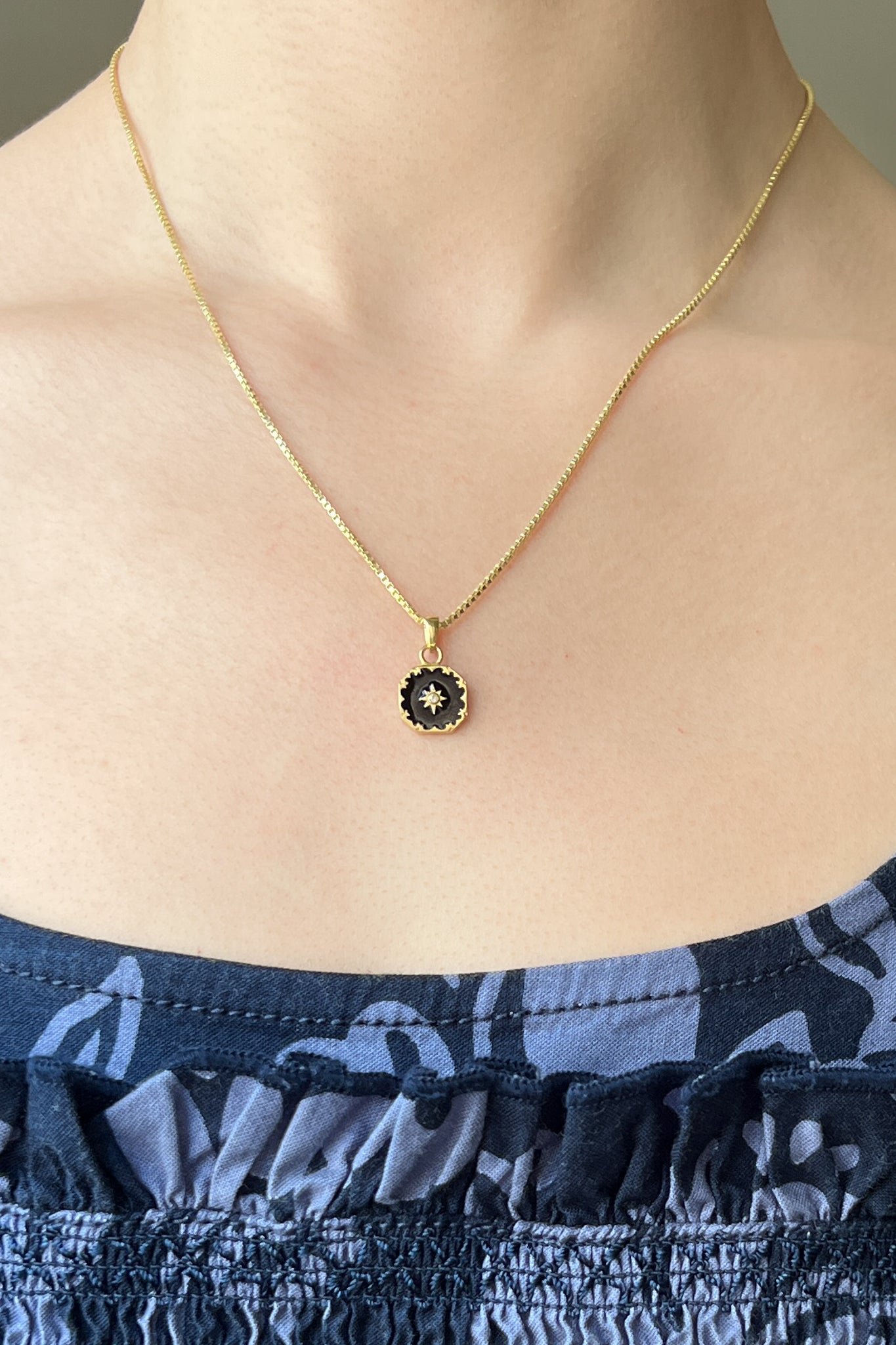 Black Enamel Star Necklace