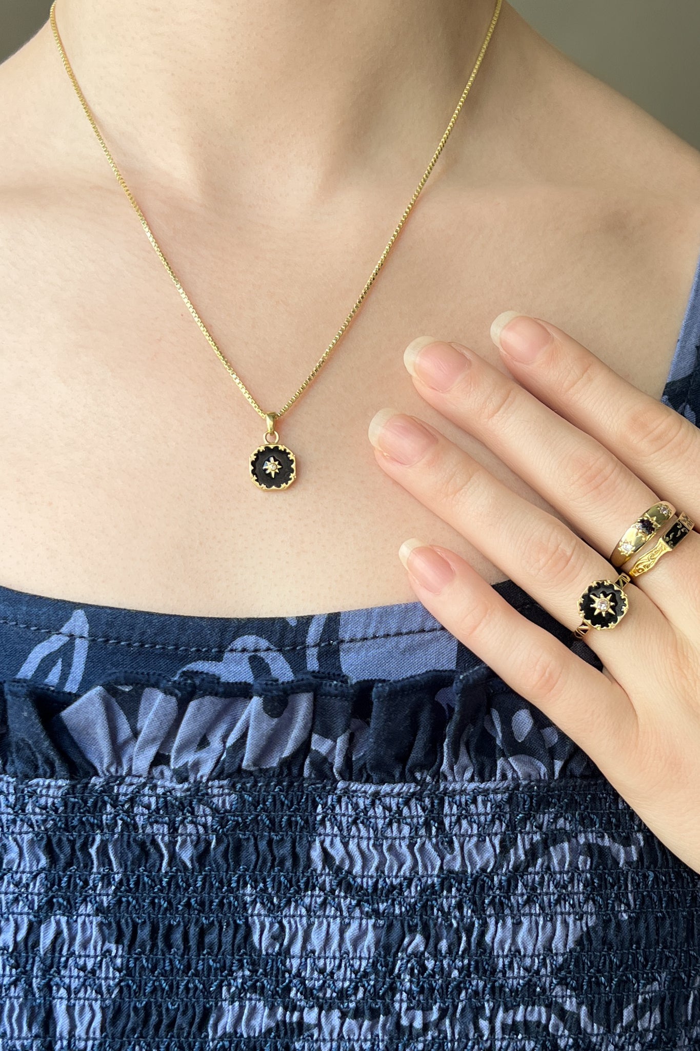 Black and Gold Star Necklace