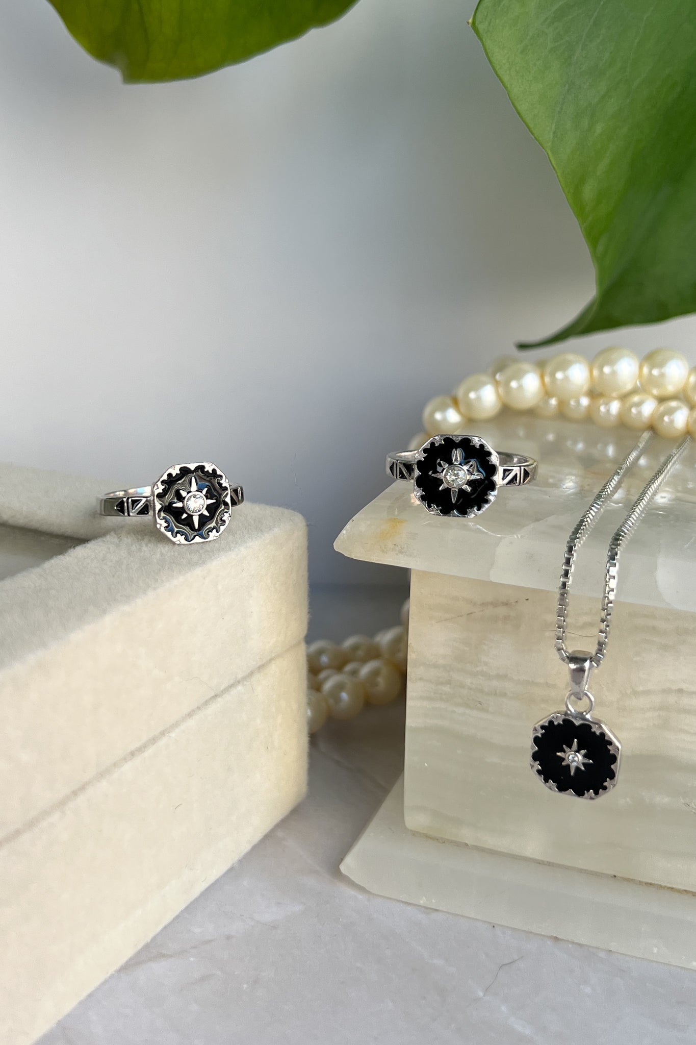 elegant enamel jewelry with star motif