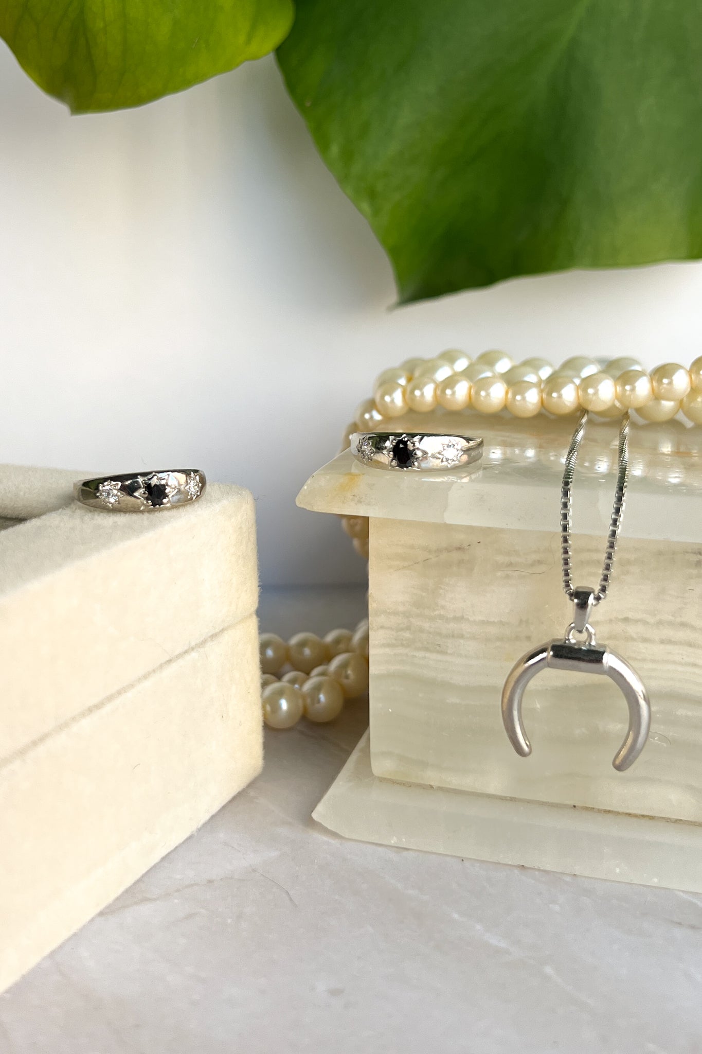 statement black gemstone ring sterling silver