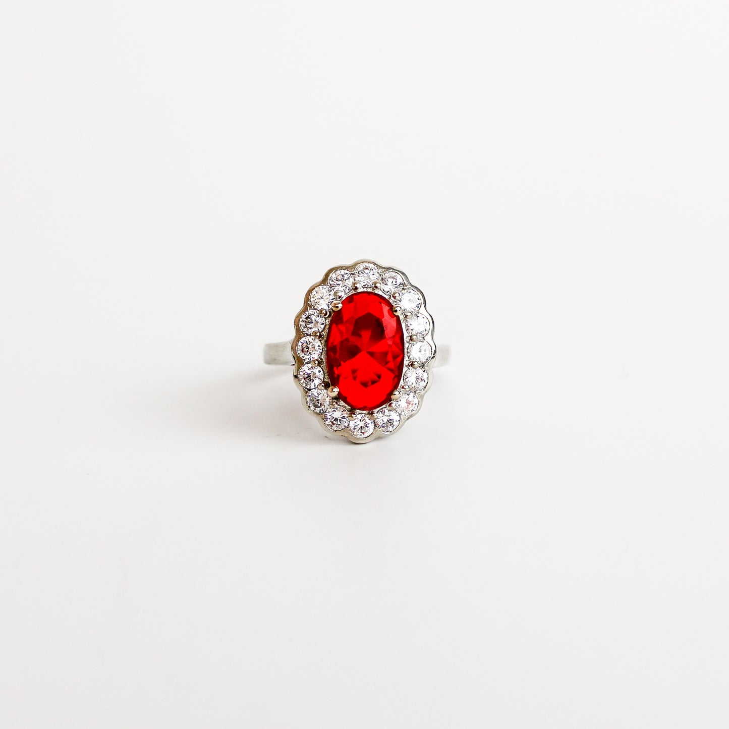 Edwardian Garnet Cluster Ring - Silver