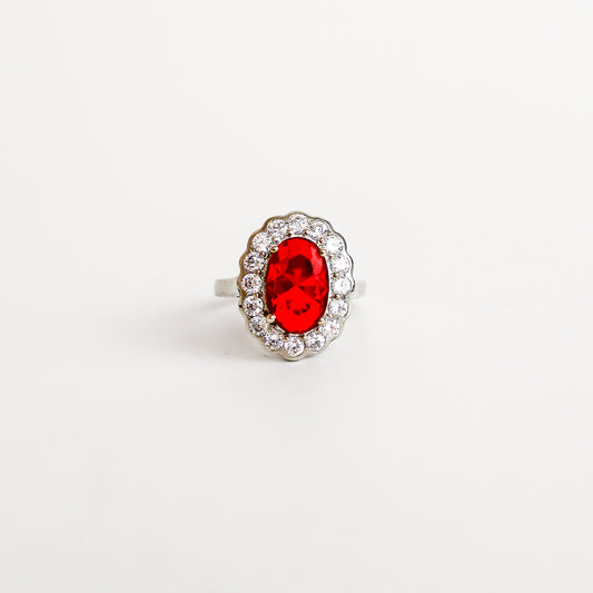 Edwardian Garnet Cluster Ring - Silver