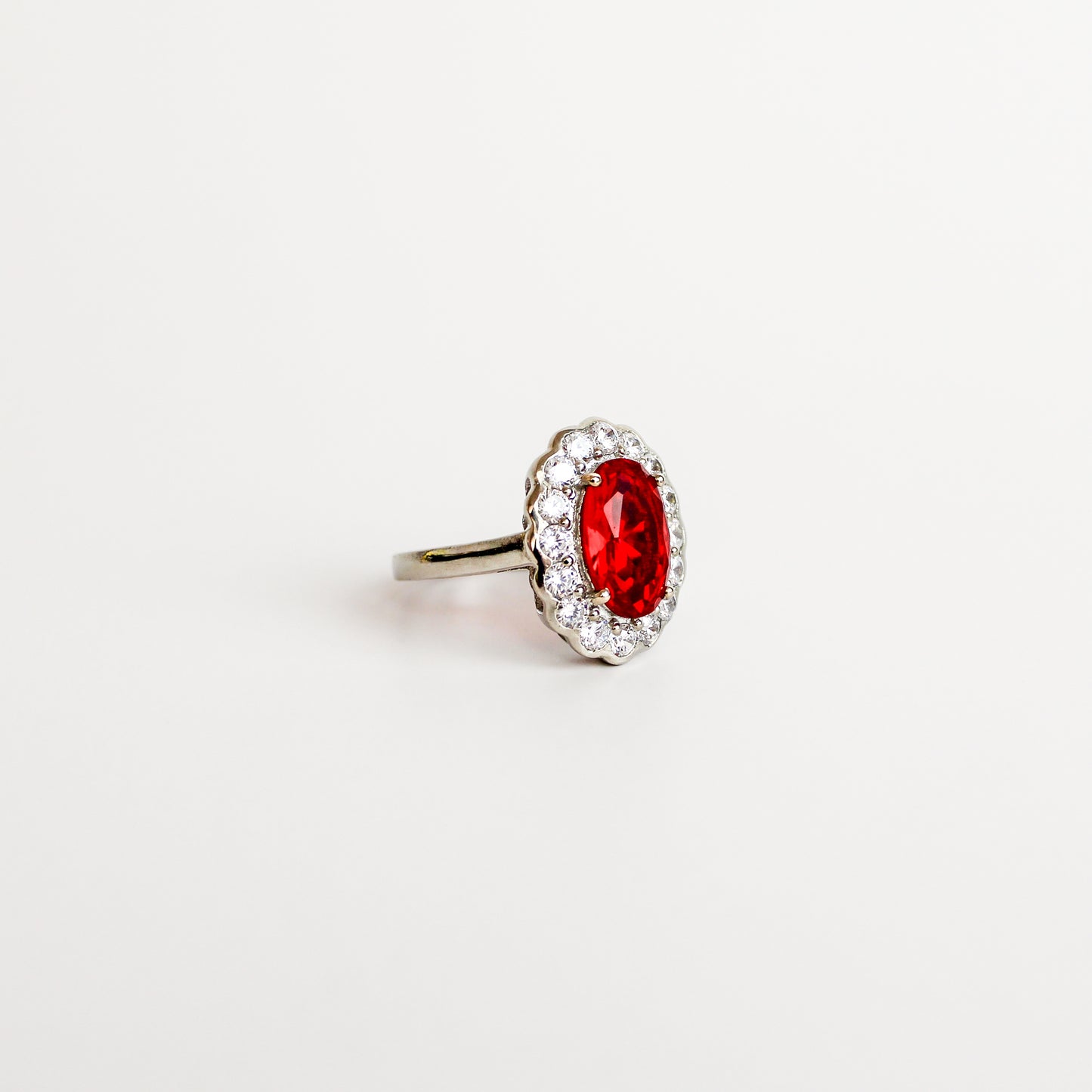 Edwardian Garnet Cluster Ring - Silver