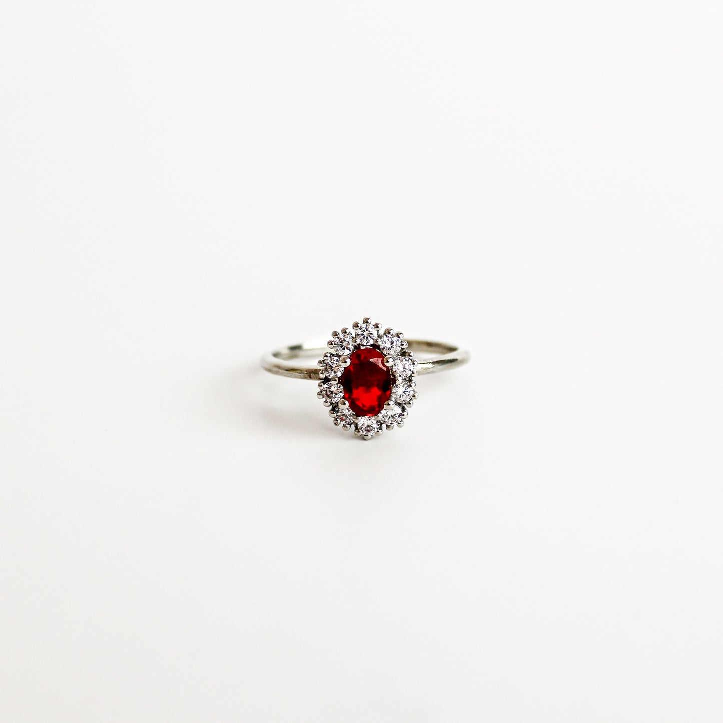 The Edwardian Garnet Cluster Ring Mini - Silver