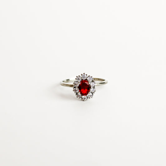 The Edwardian Garnet Cluster Ring Mini - Silver