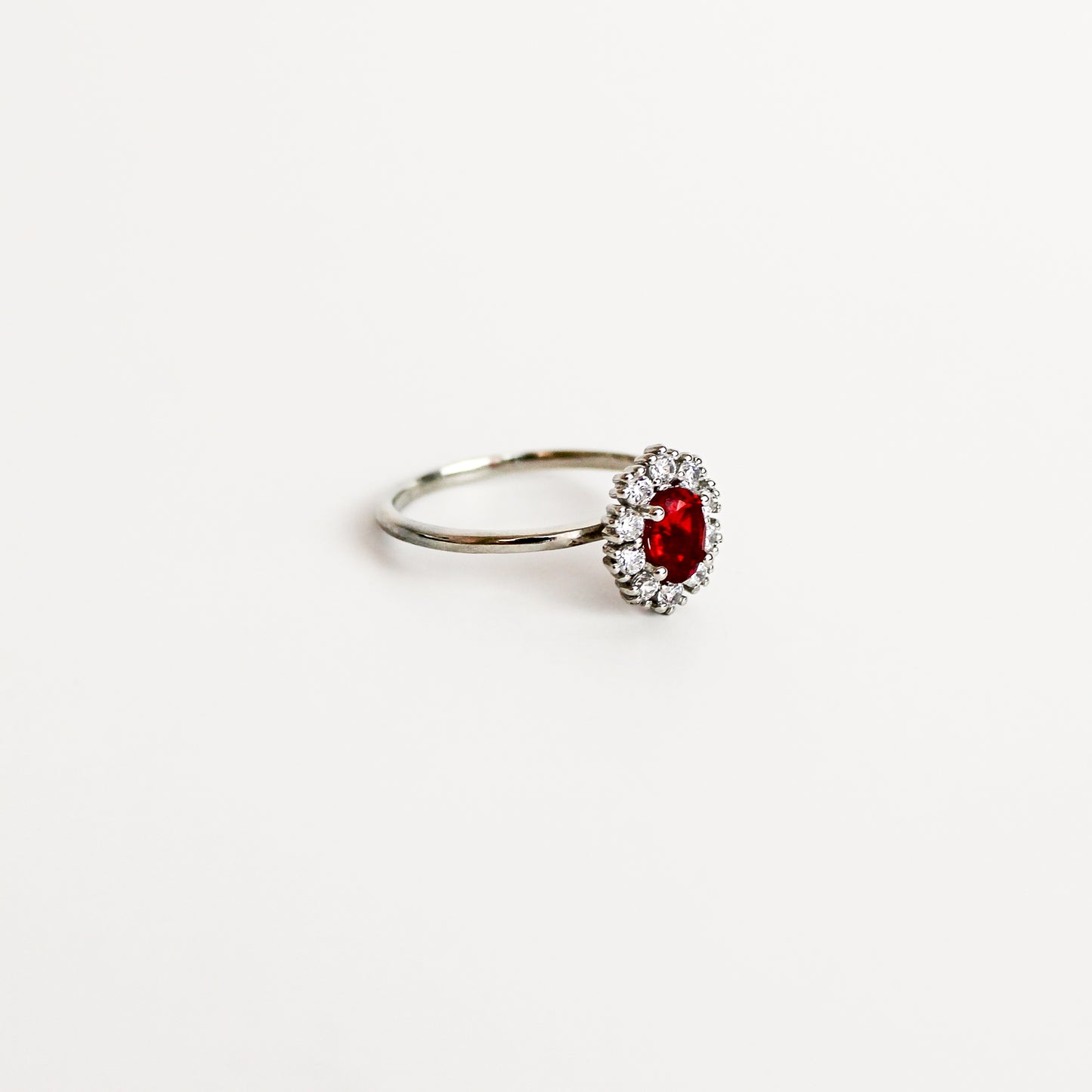 The Edwardian Garnet Cluster Ring Mini - Silver