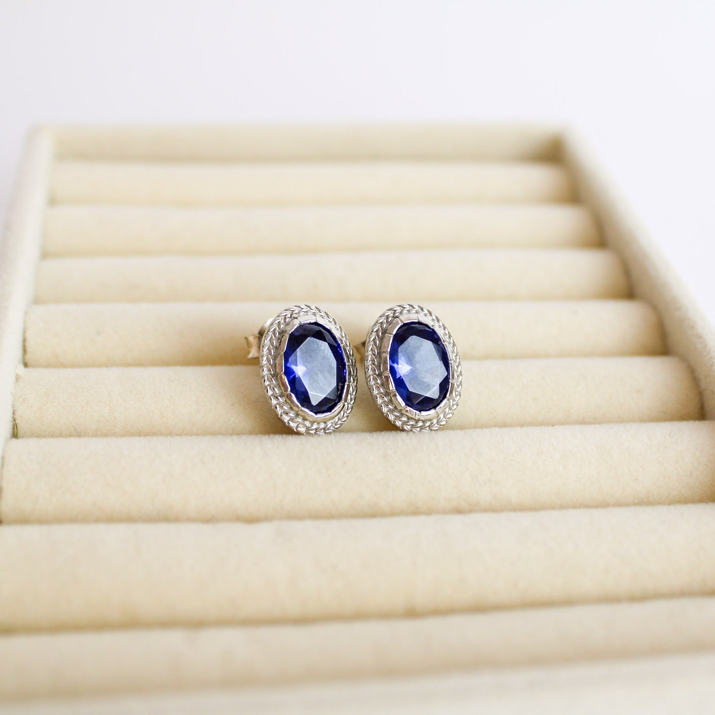 Sapphire Braided Grace Earrings - Silver